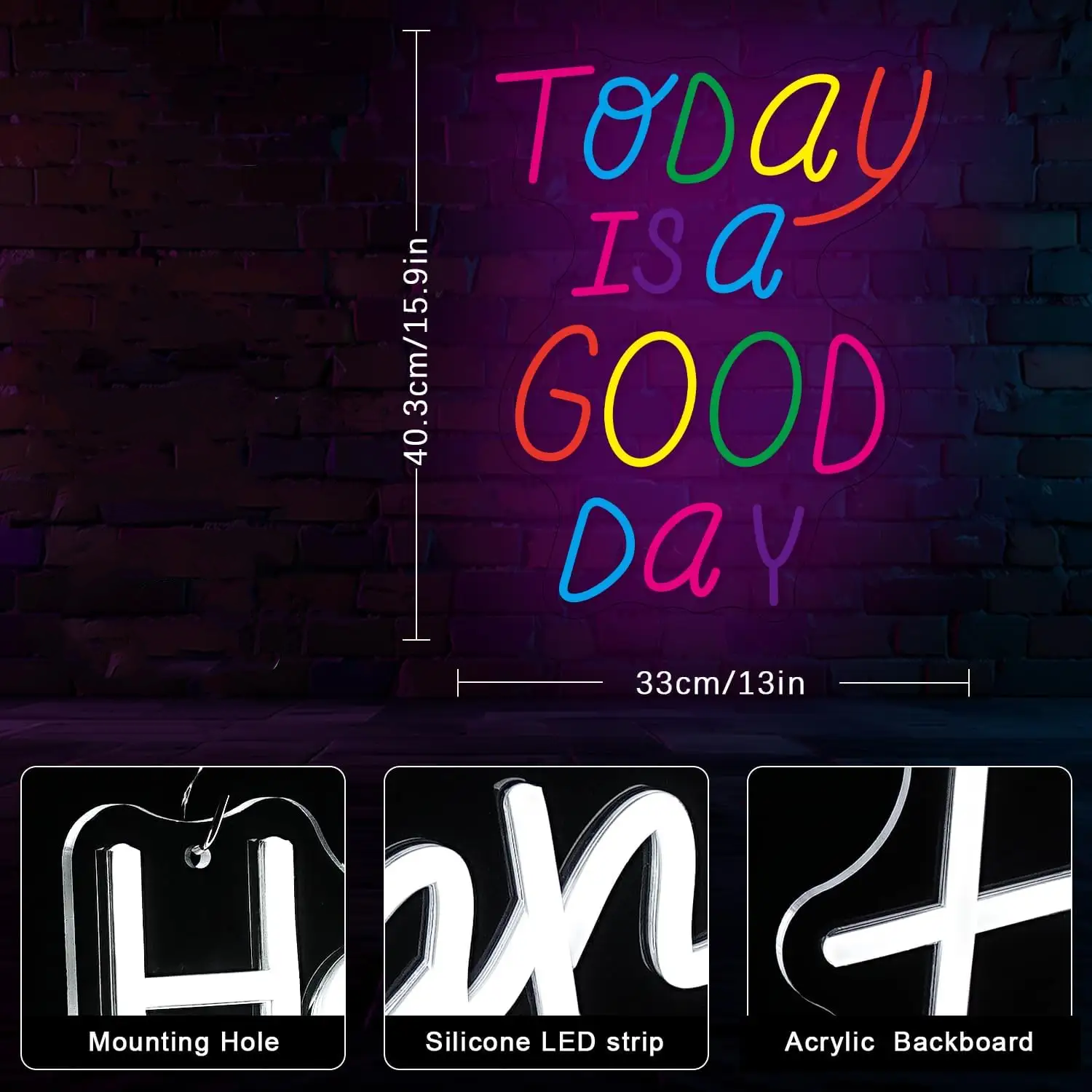 Good Day LED Neon Colorful Words Light Sign