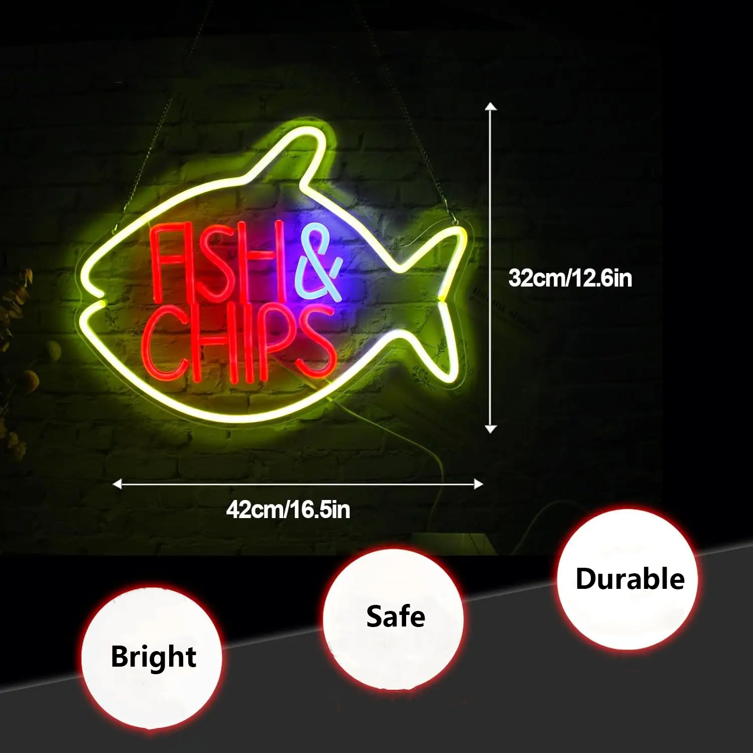 Fish and Chips LED Neon Fast Food Restaurant Decor