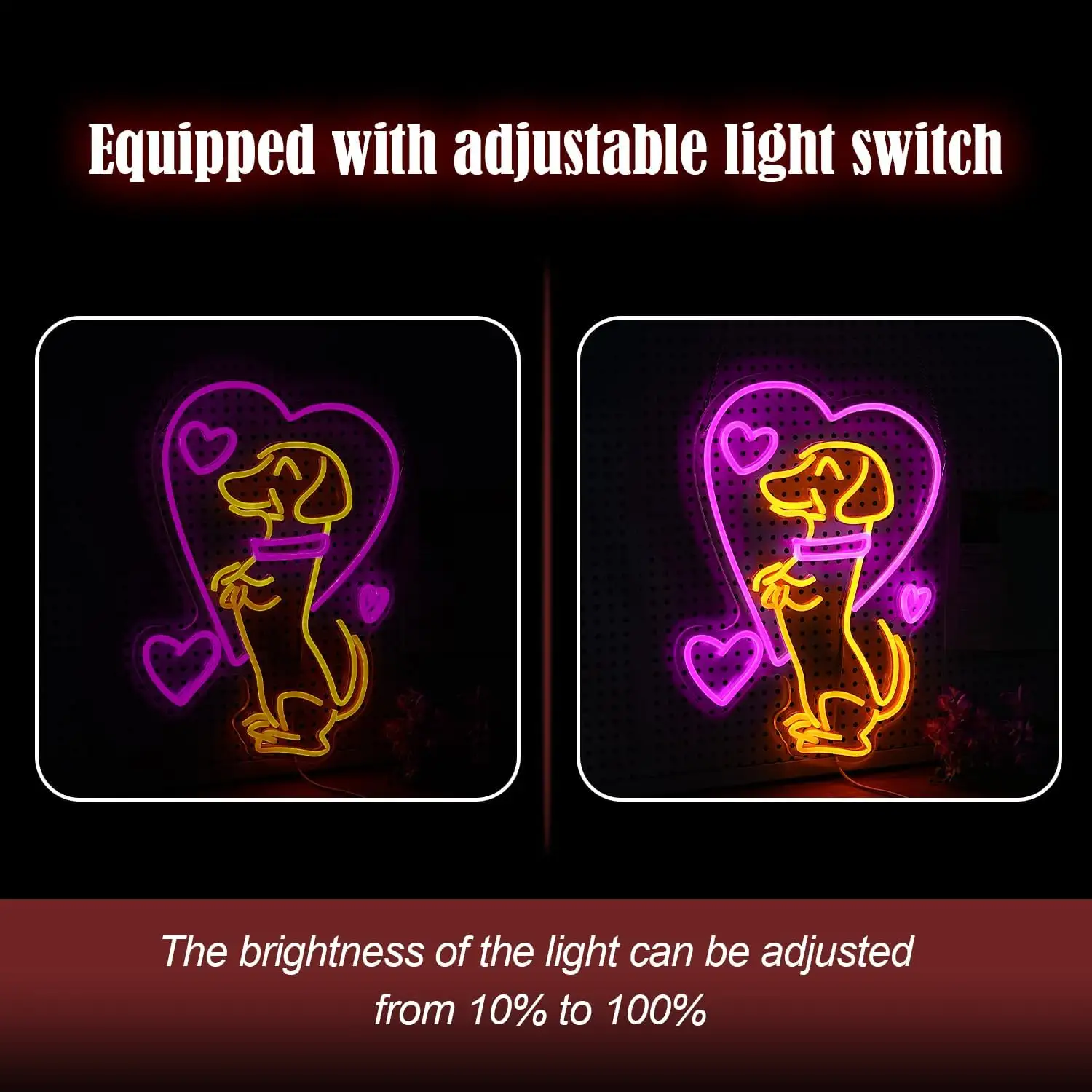 Cute Caring Dog LED Neon Wall Decor for Kids and Teens Bedroom