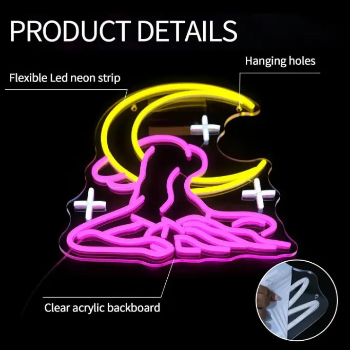 Beauty and Moon Neon Sign | Gifts for Girls | Beauty Salon Neon Signs | Unique Gifts