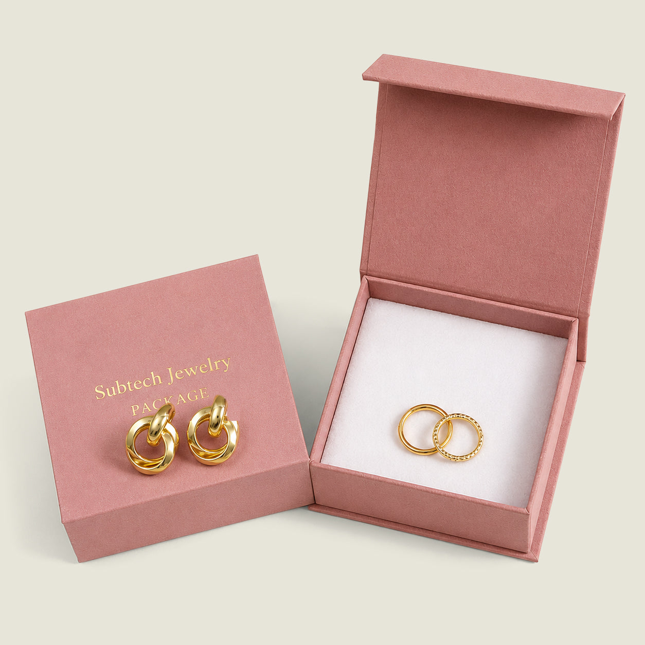 100pcs Custom Magnetic Jewellry Storage Box, 9*9*3.5cm Flip Box with Sponge, Logo Hot Stamping