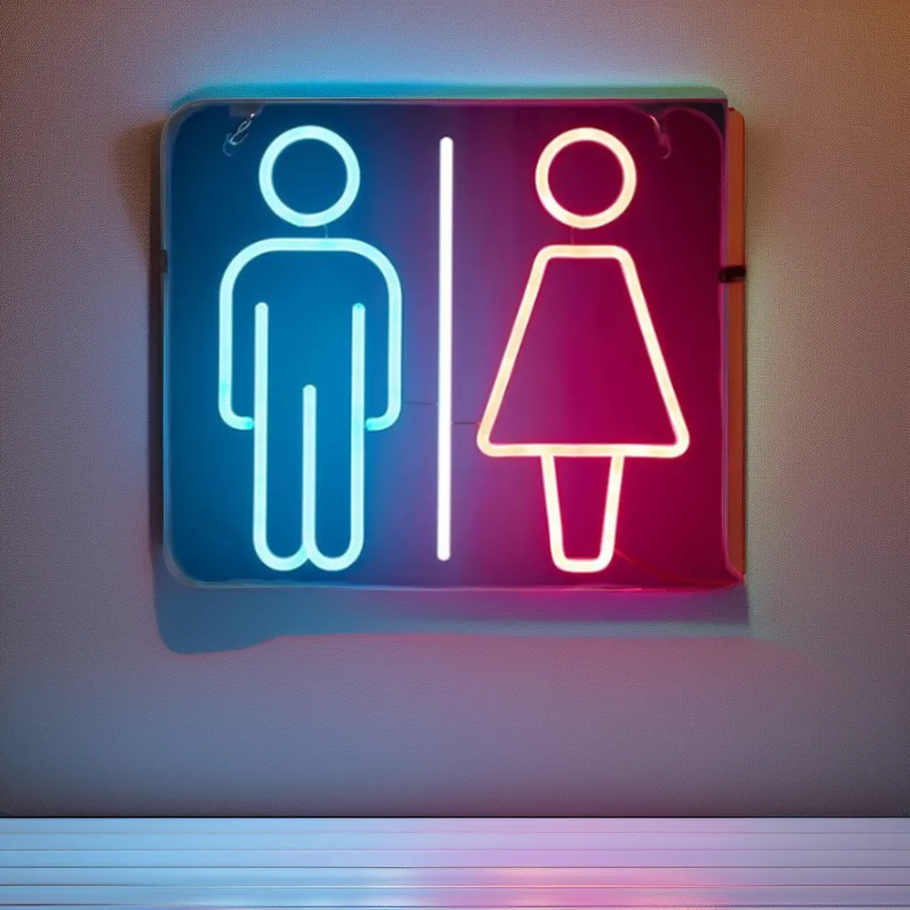 Washrooms Gender Identification Neon Sign