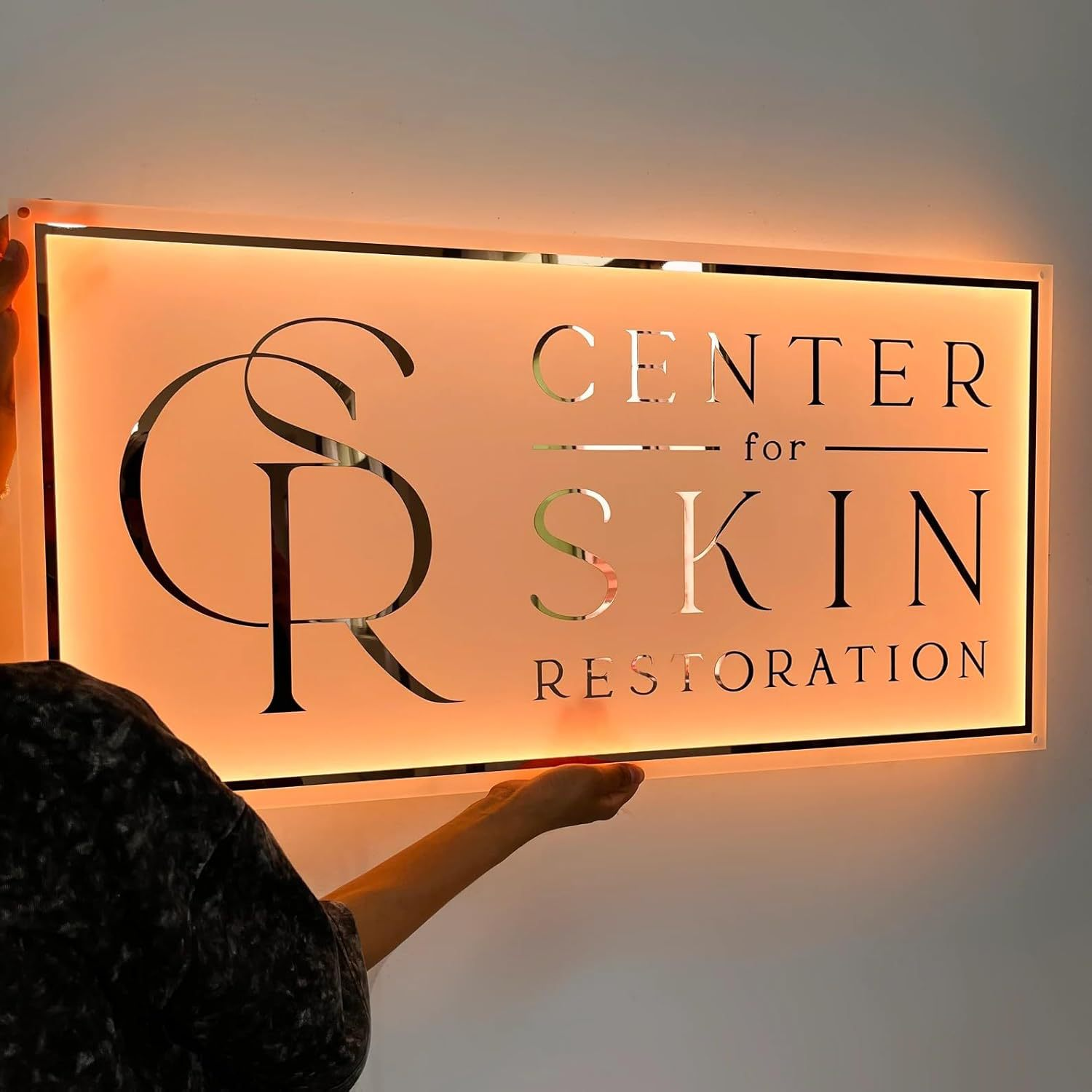 Custom Backlit Rectangular Acrylic Logo Sign for Business