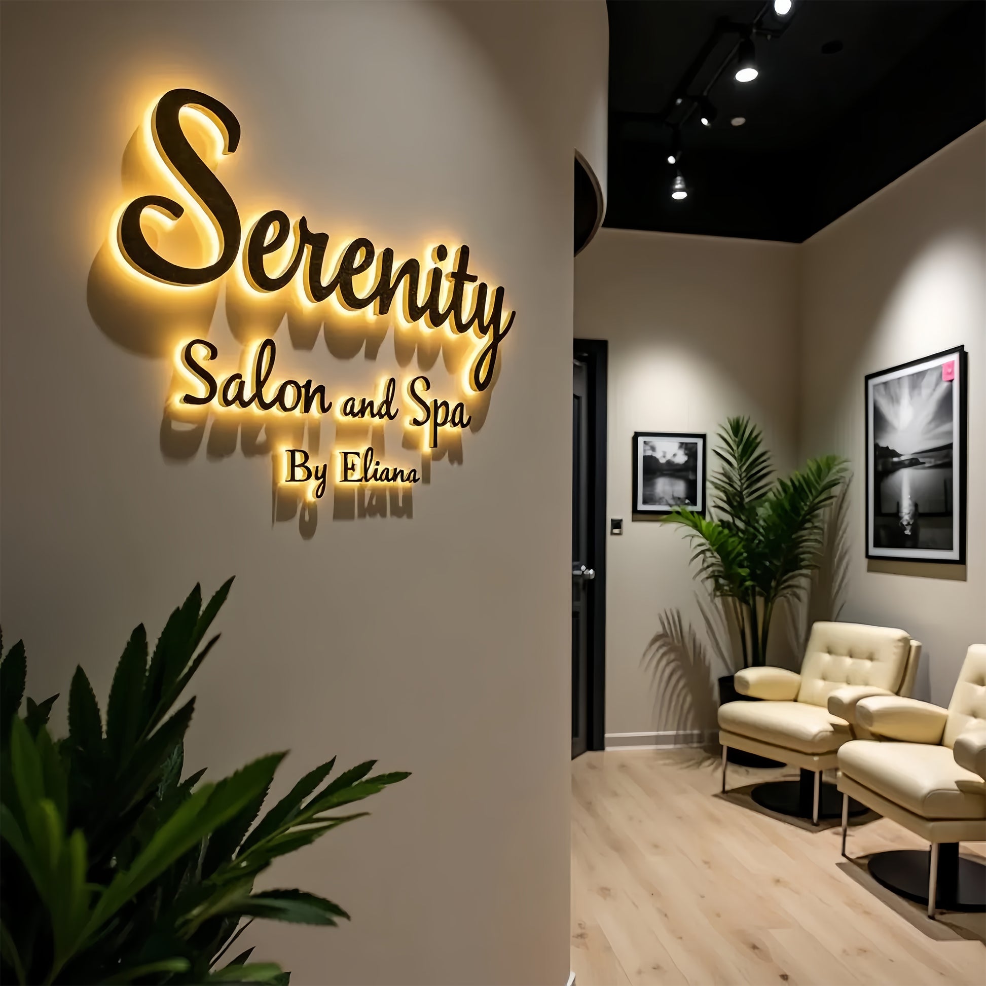 Custom Gold Metal Backlit Sign for Business Office Logo