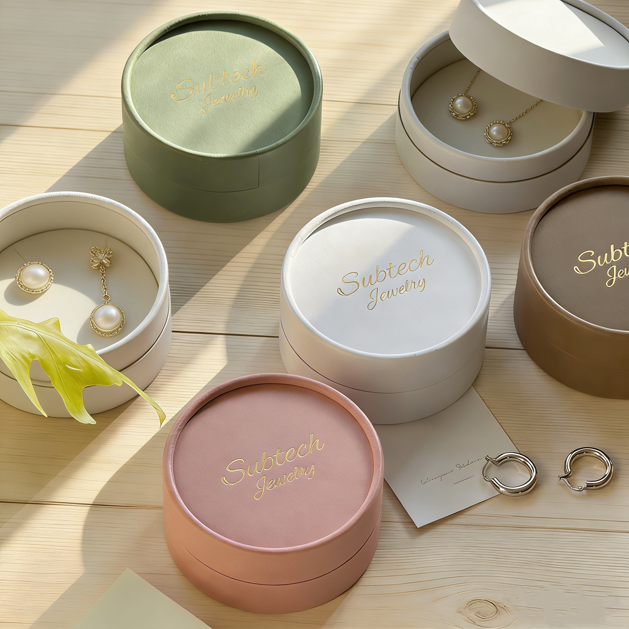 Round Paper Jewelry Box with Sponge, Luxury Ring Packaging