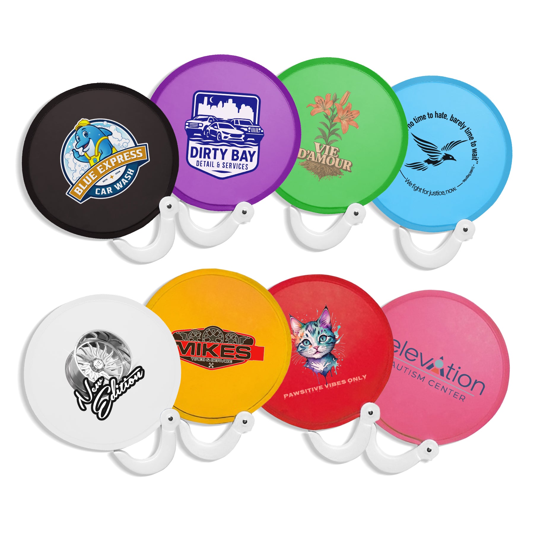 Folding Advertising Flying Disc Hand Fan with Pouch