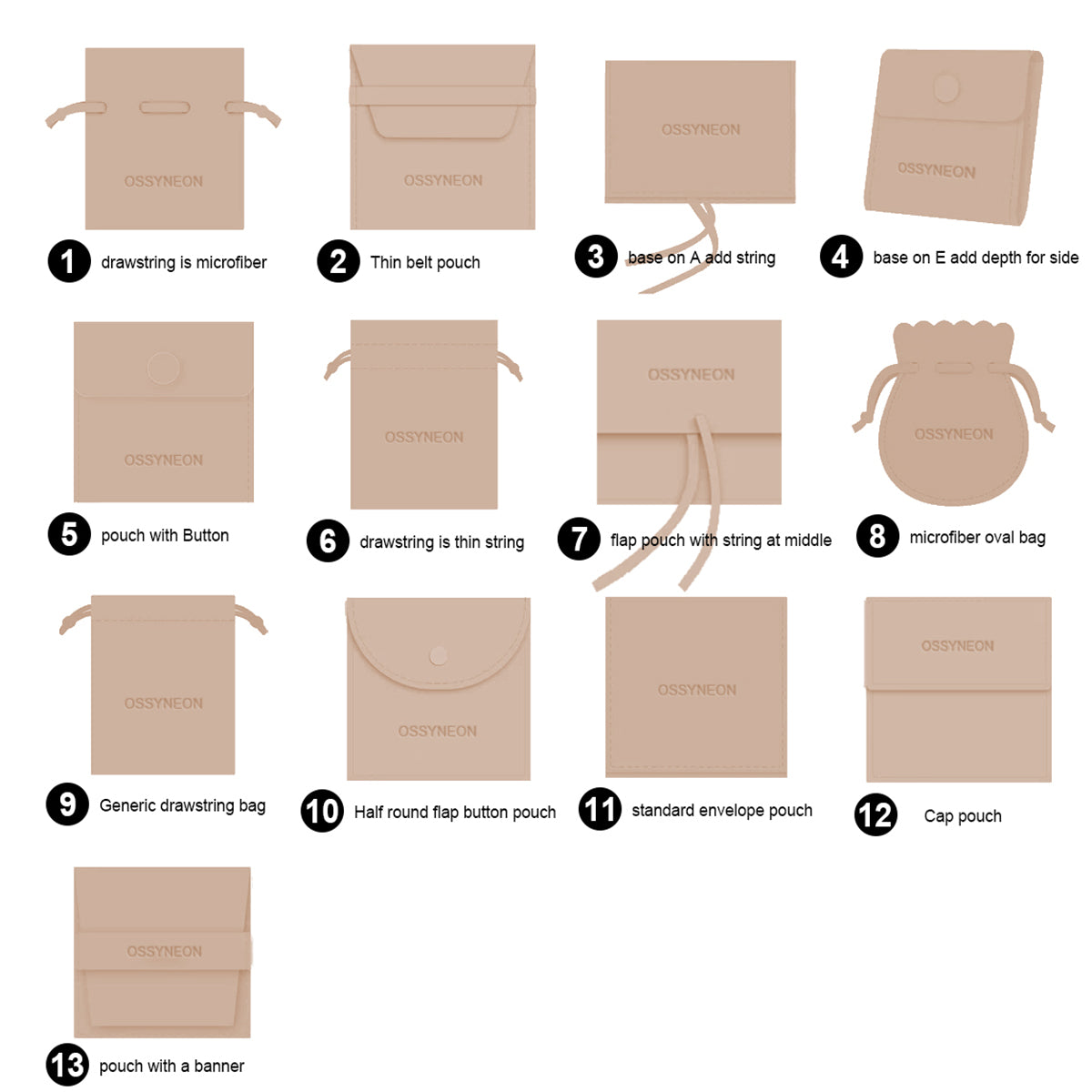 Microfiber Snap Button Jewelry Pouch