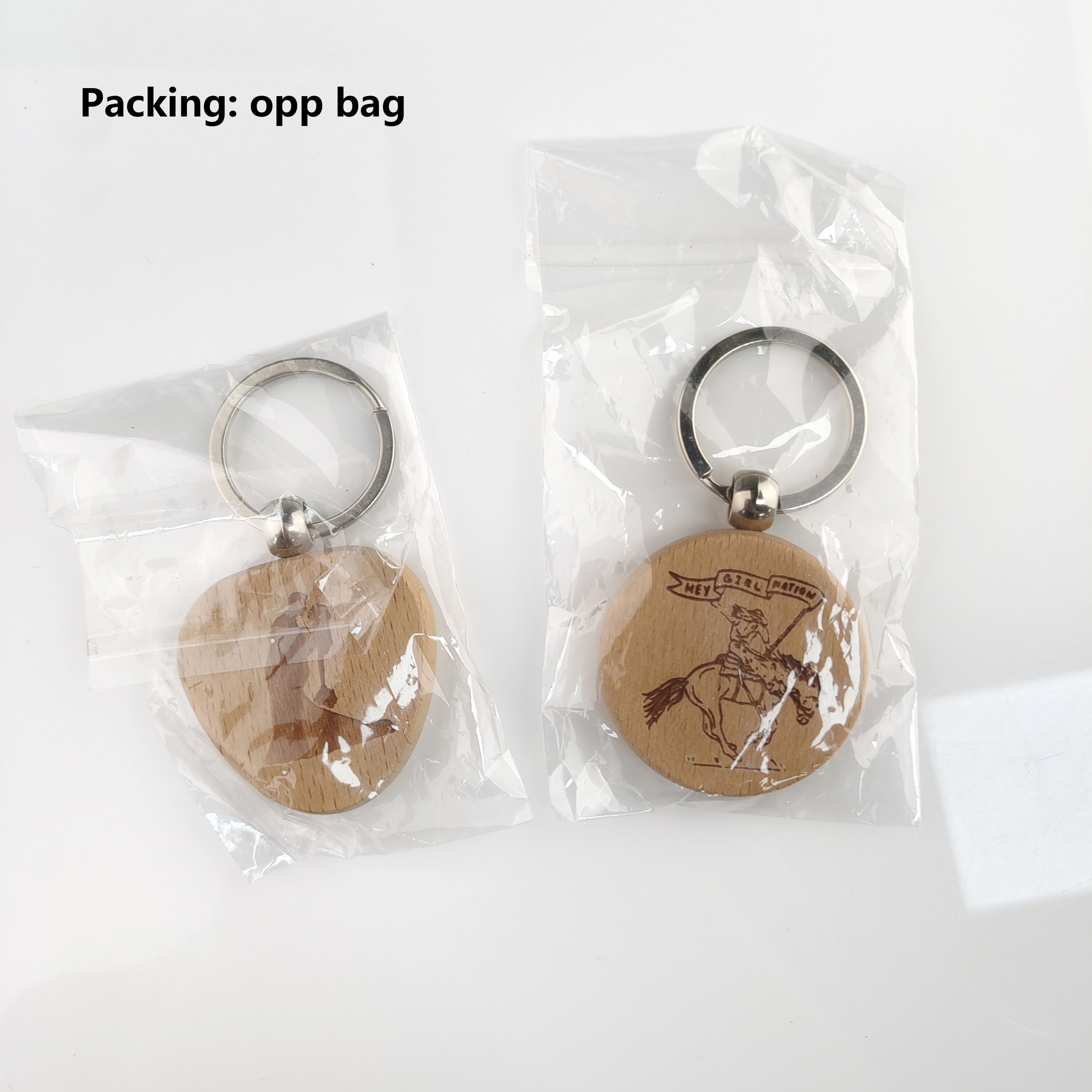 Custom Beech Wood Keychain with Engraving Design Logo