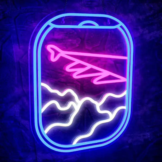 Airplane Window View Neon Signs | Decorative Wall Hanging Light | Shop Decor