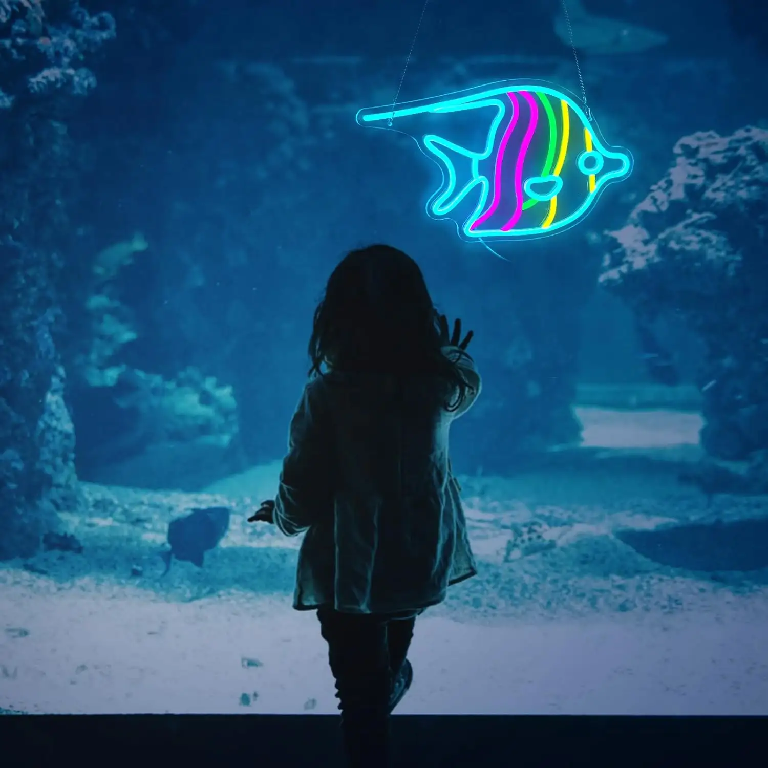 Fish Shape Neon Signs Oceanarium Decoration Neon Decor for Kid's Bedroom