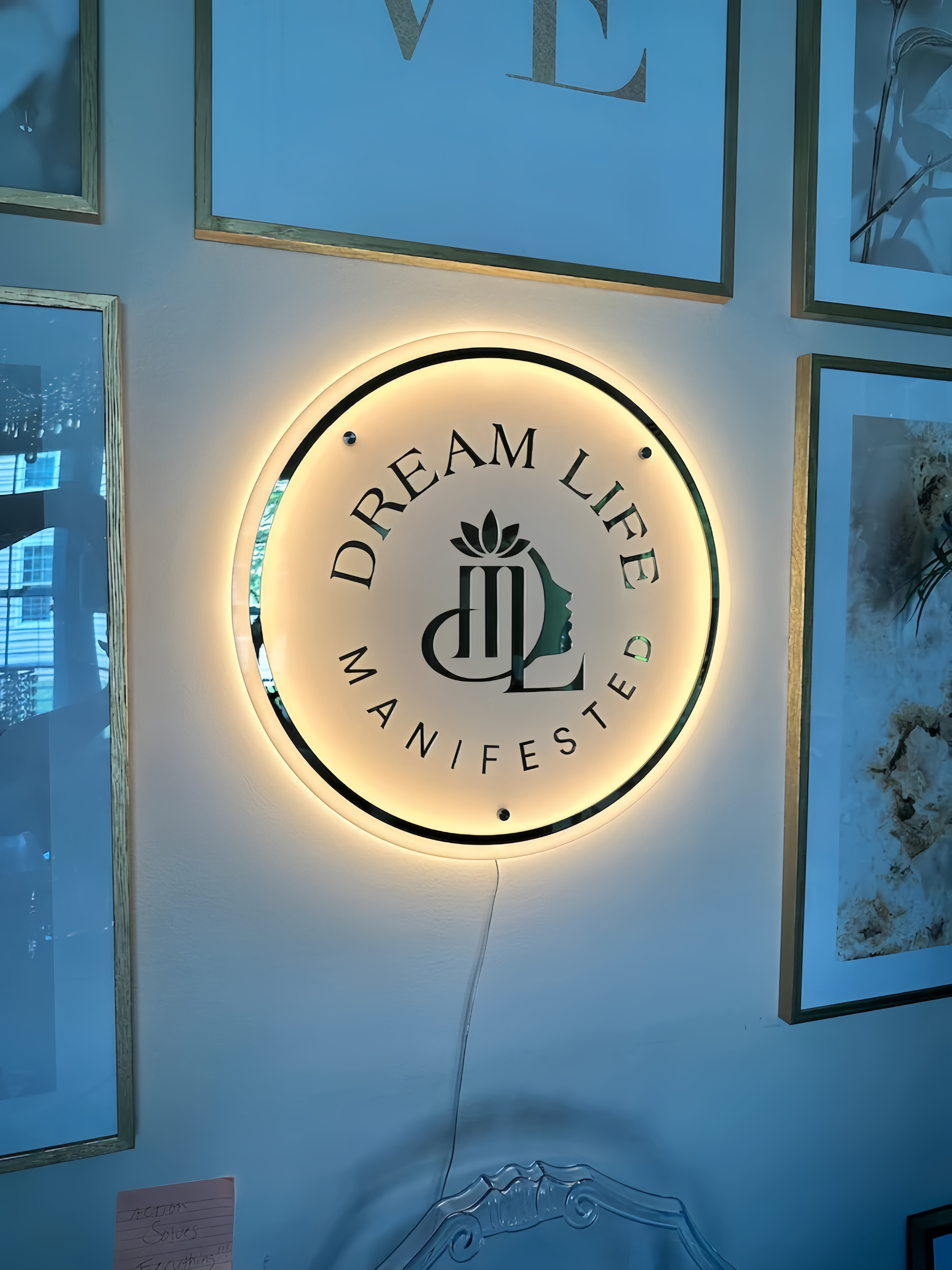 Custom Backlit Transparent Acrylic Wall Sign for Beauty Bar or Business Studio Logo