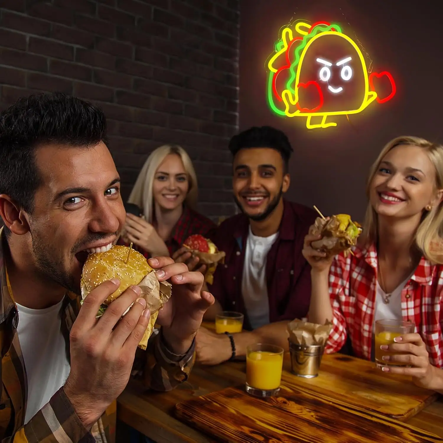 Sandwich Neon Signs Taco-Shaped Led Neon Children's Store Restaurant Decor