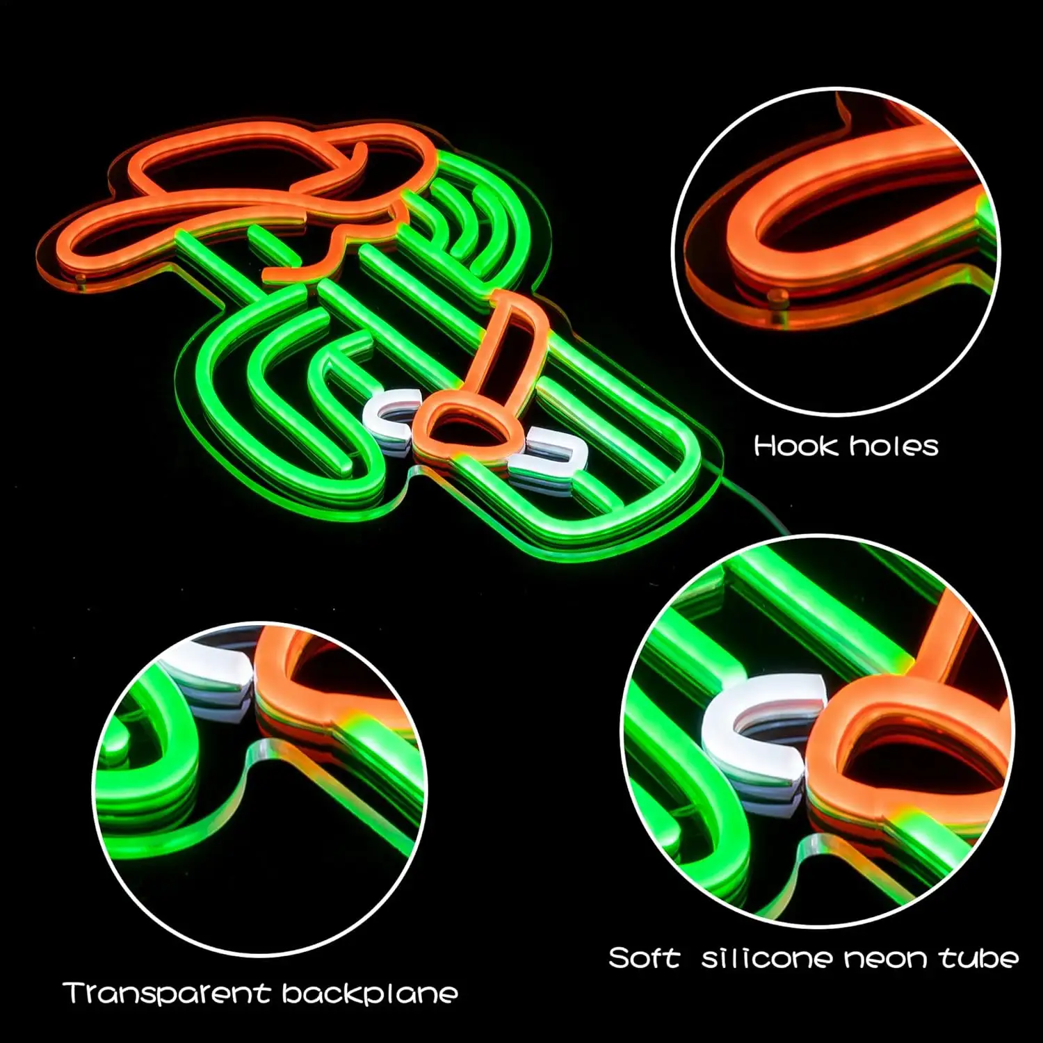 Cactus Cowboy Hat LED Neon Campsite Decorations