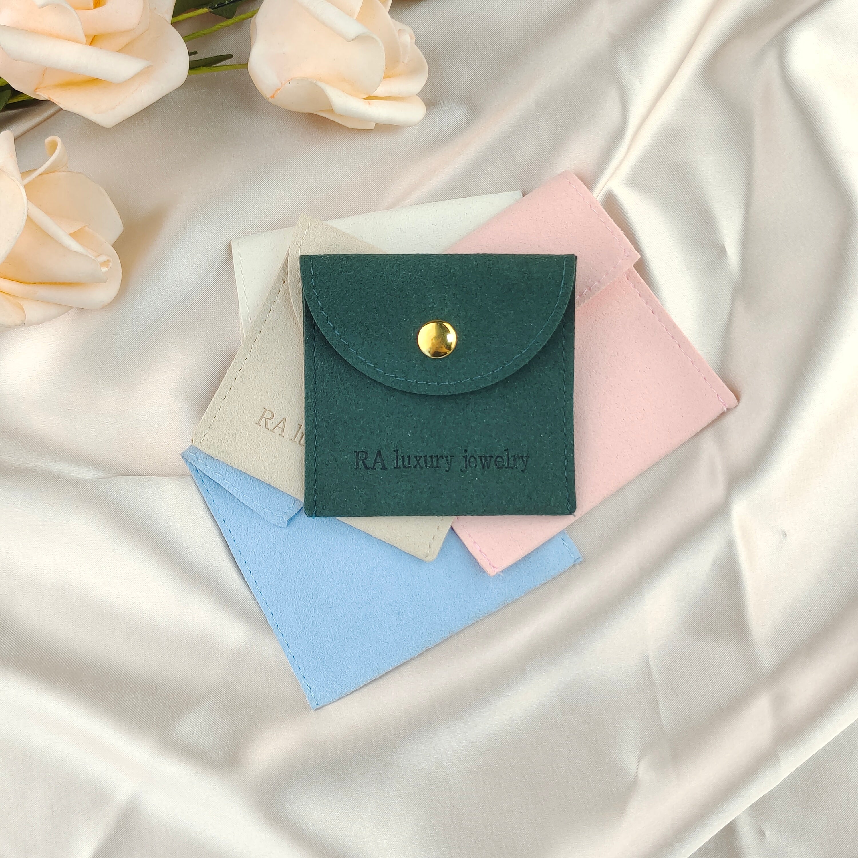 Microfiber Snap Button Jewelry Pouch