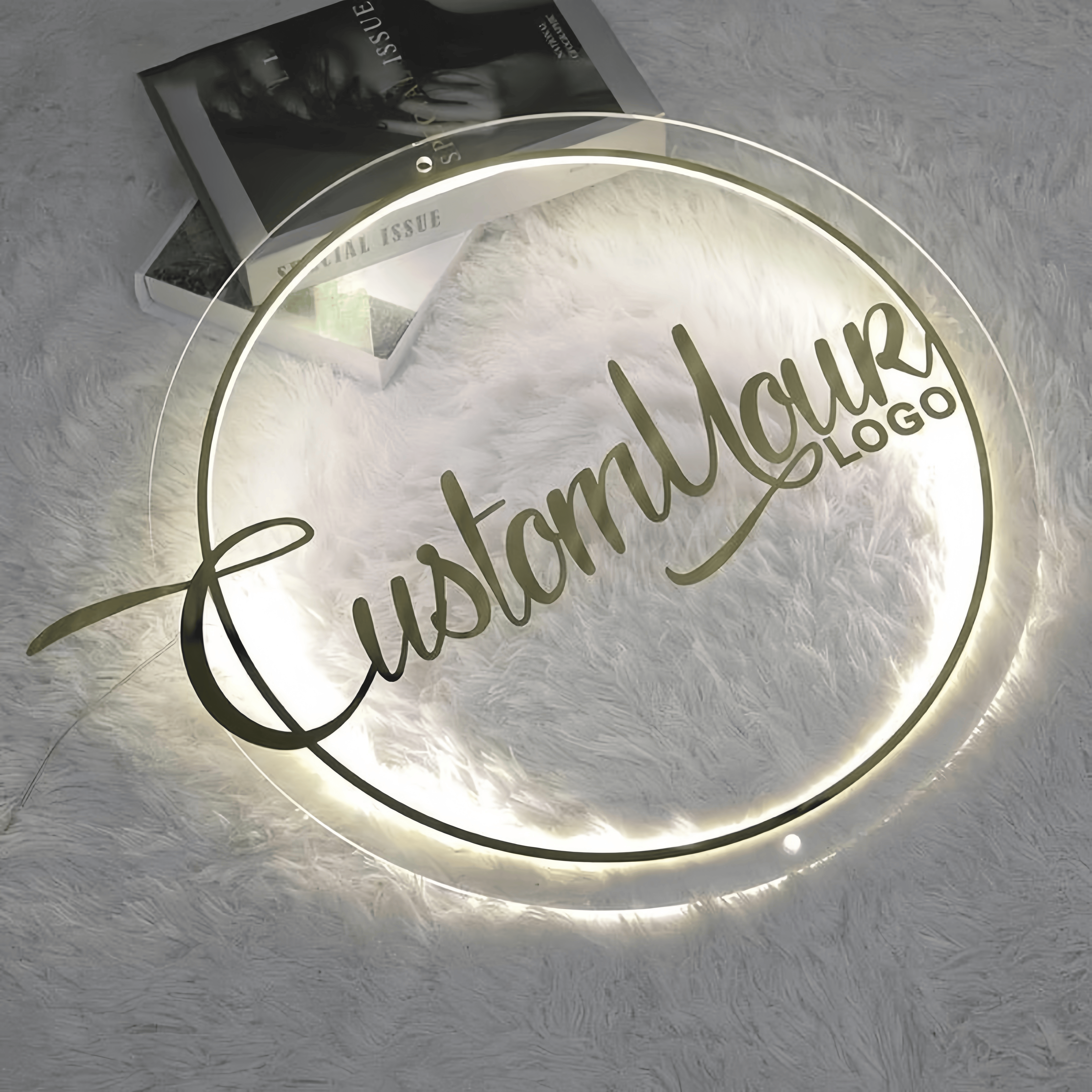 Custom Backlit Transparent Acrylic Wall Sign for Beauty Bar or Business Studio Logo