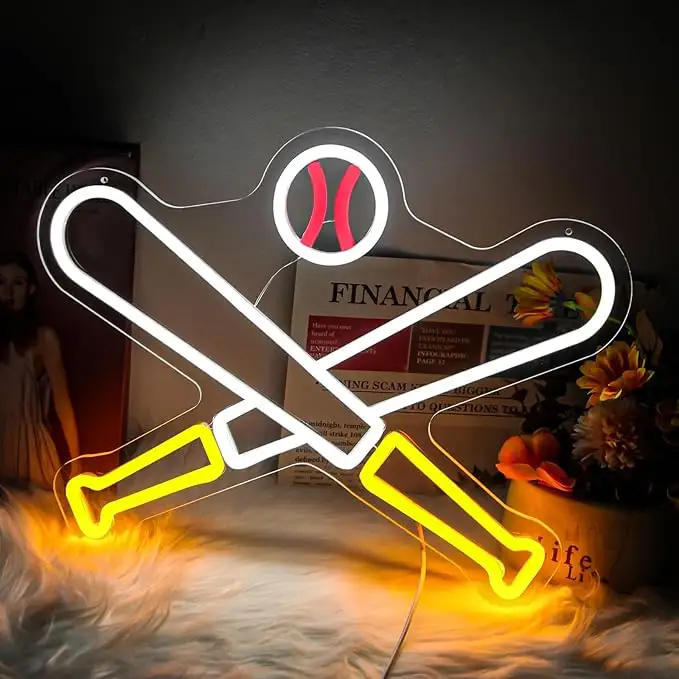 Baseball LED Neon | Sport Club Bar Pub Decor | Wall Art for Boys' Bedroom Party Cave