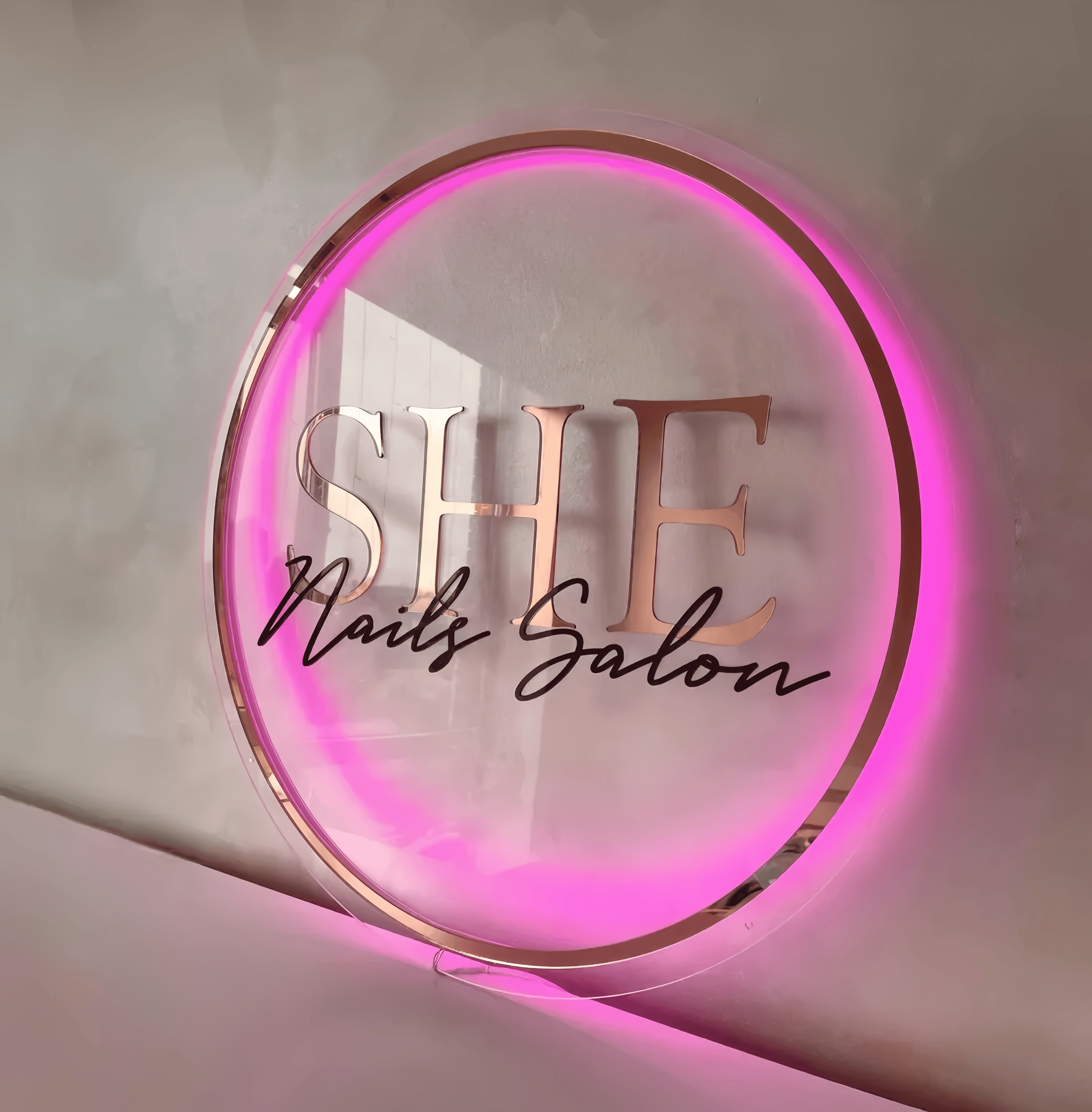 Custom Backlit Transparent Acrylic Wall Sign for Beauty Bar or Business Studio Logo