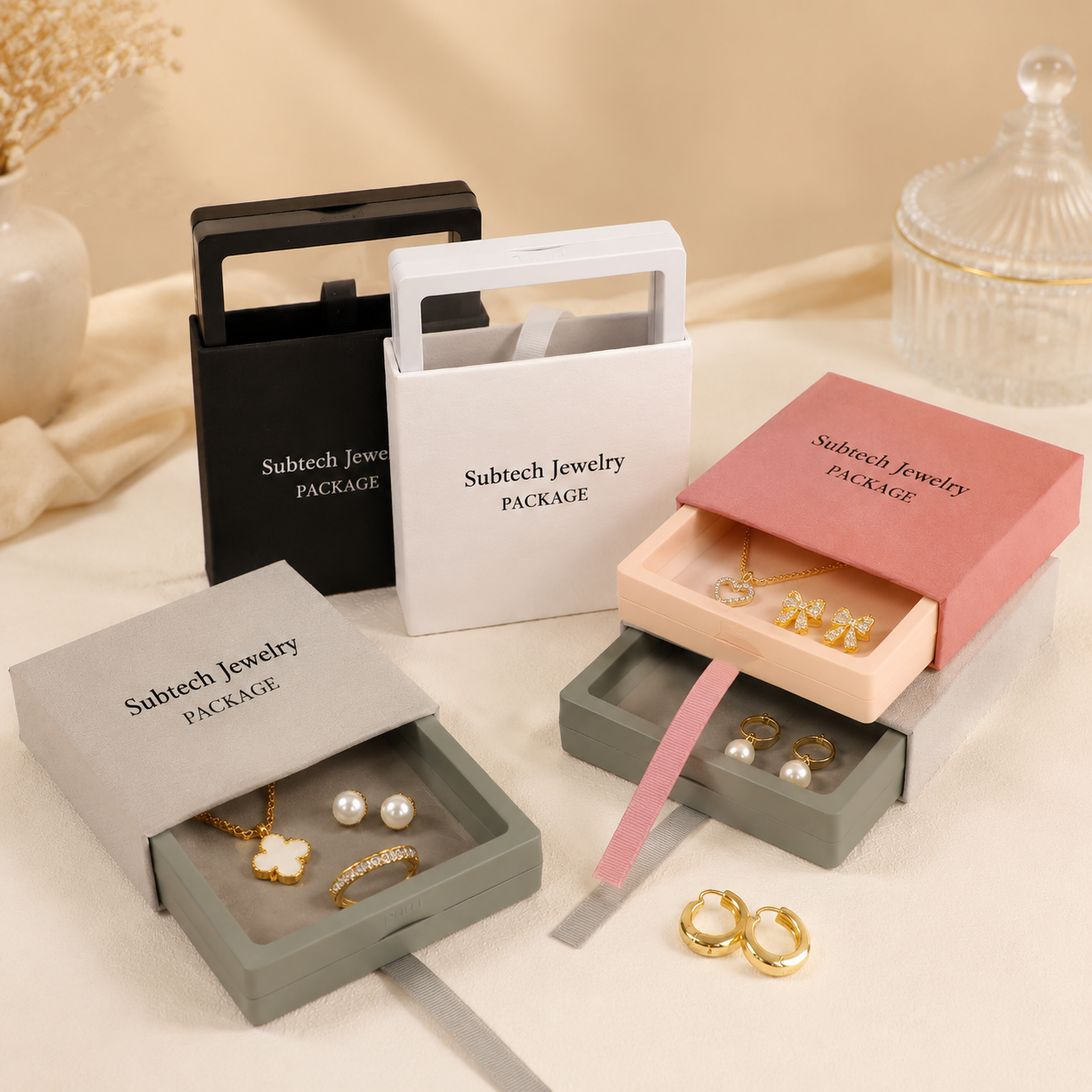 100pcs Transparent PE Film Suspension Jewelry Box, Nail Art Storage Box