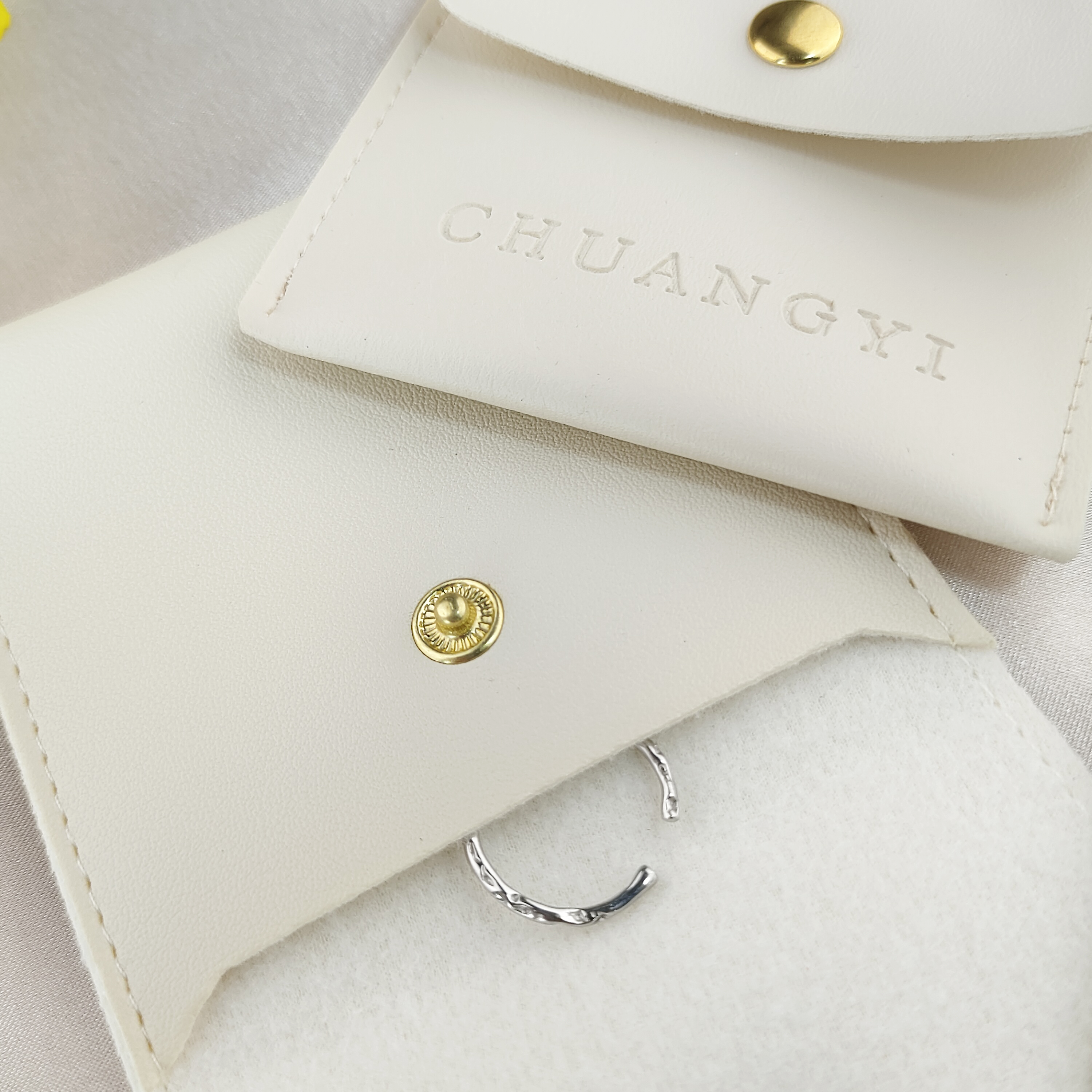 PU Leather Jewelry Pouch with Snap Button