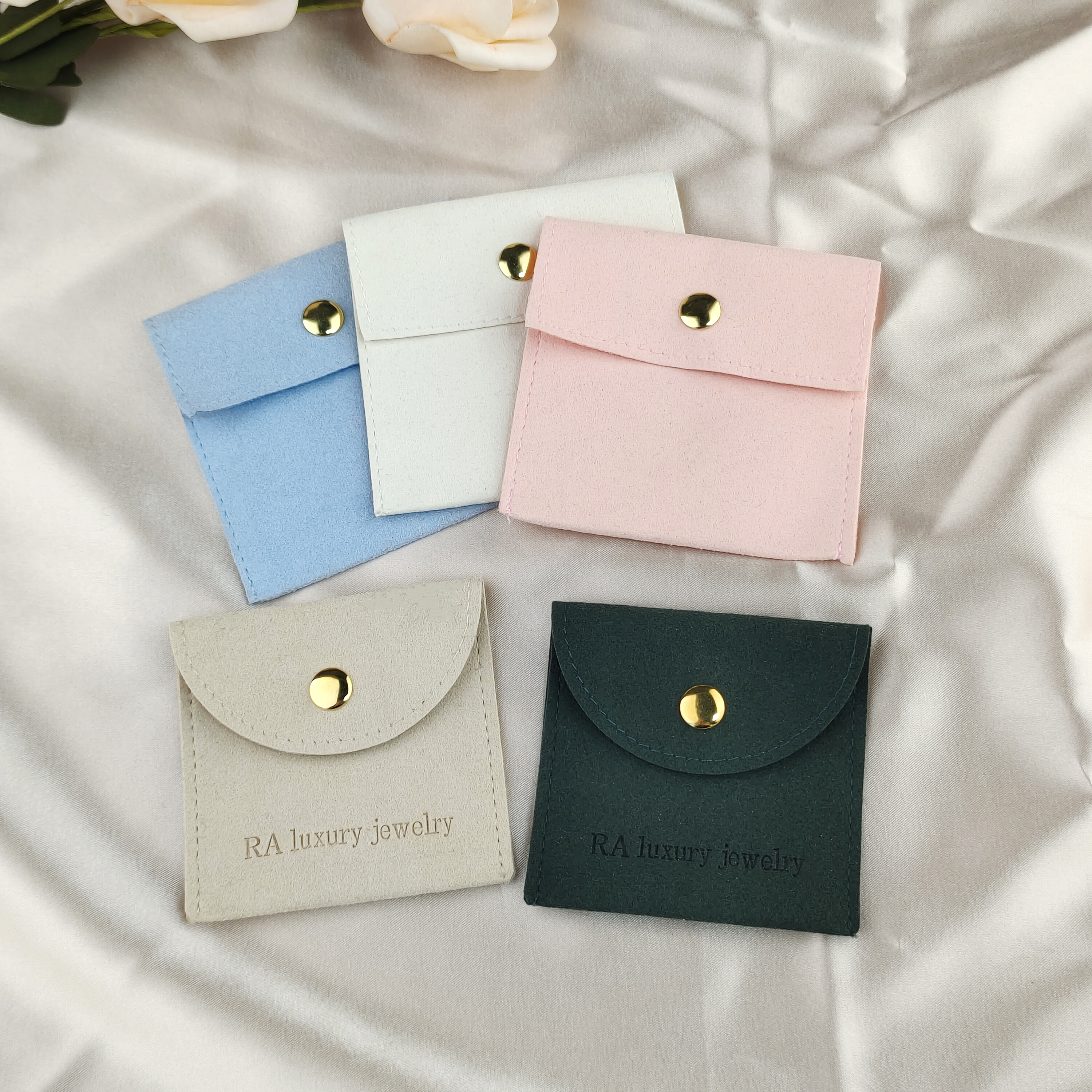 Microfiber Snap Button Jewelry Pouch