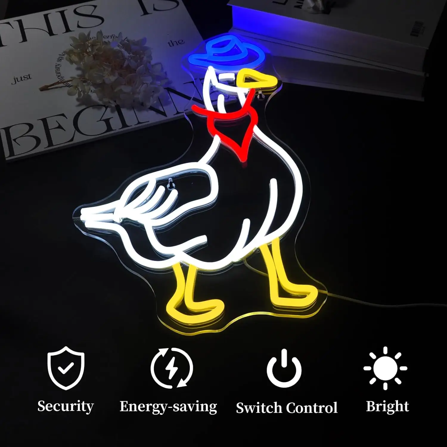 Cowboy Goose LED Neon Wall Decor Light Sign for Birthday Parties