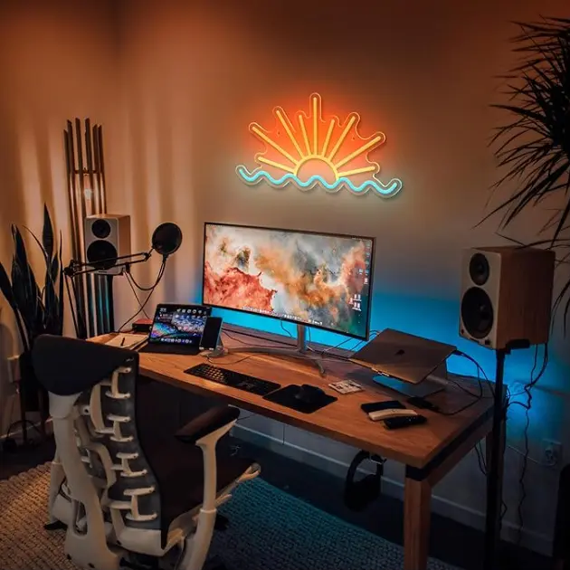 Sunset Sunrise Neon Signs Seaside Villa Store Bar Decor Room Neon Light