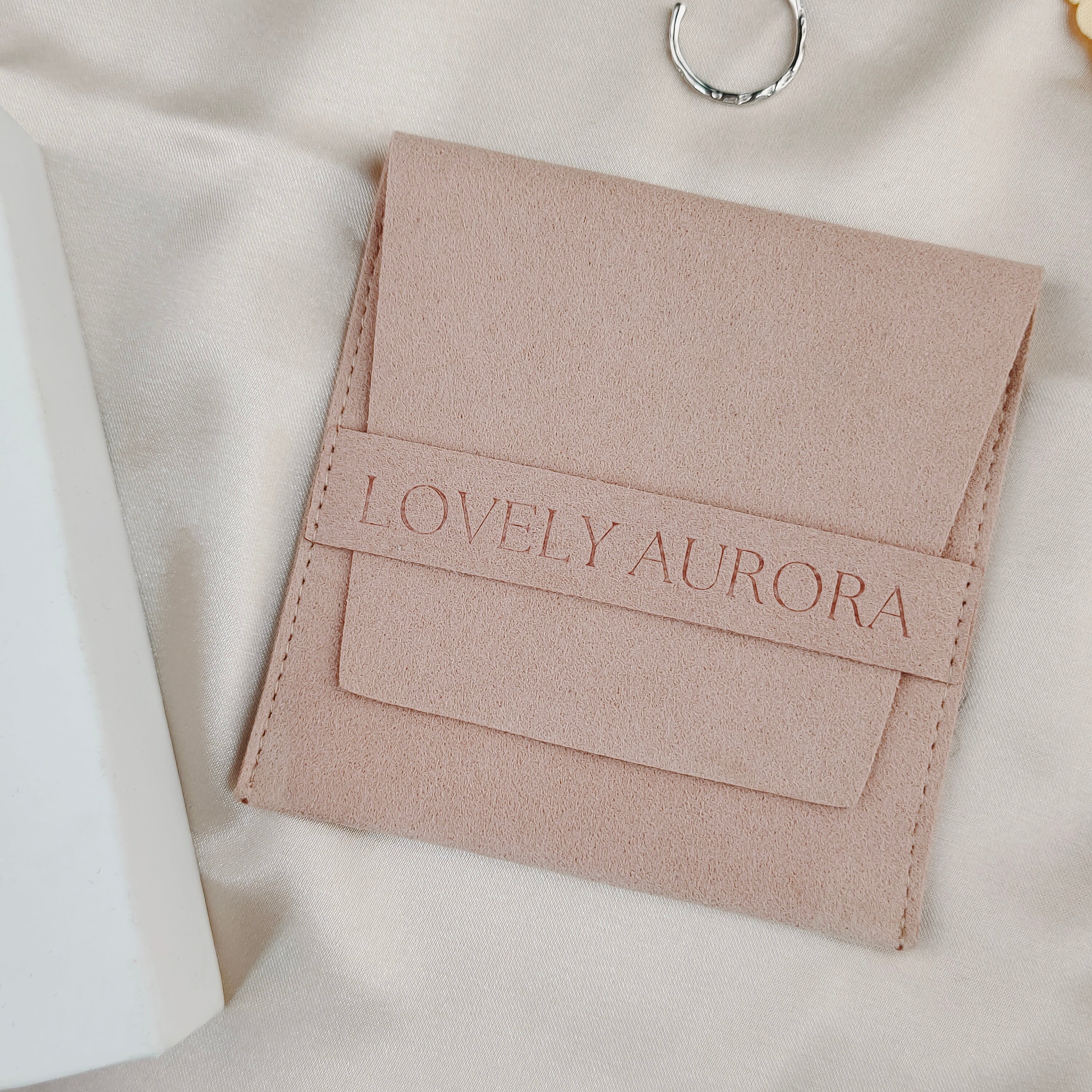 Envelope Style Custom Microfiber Jewelry Pouch with Branded Logo