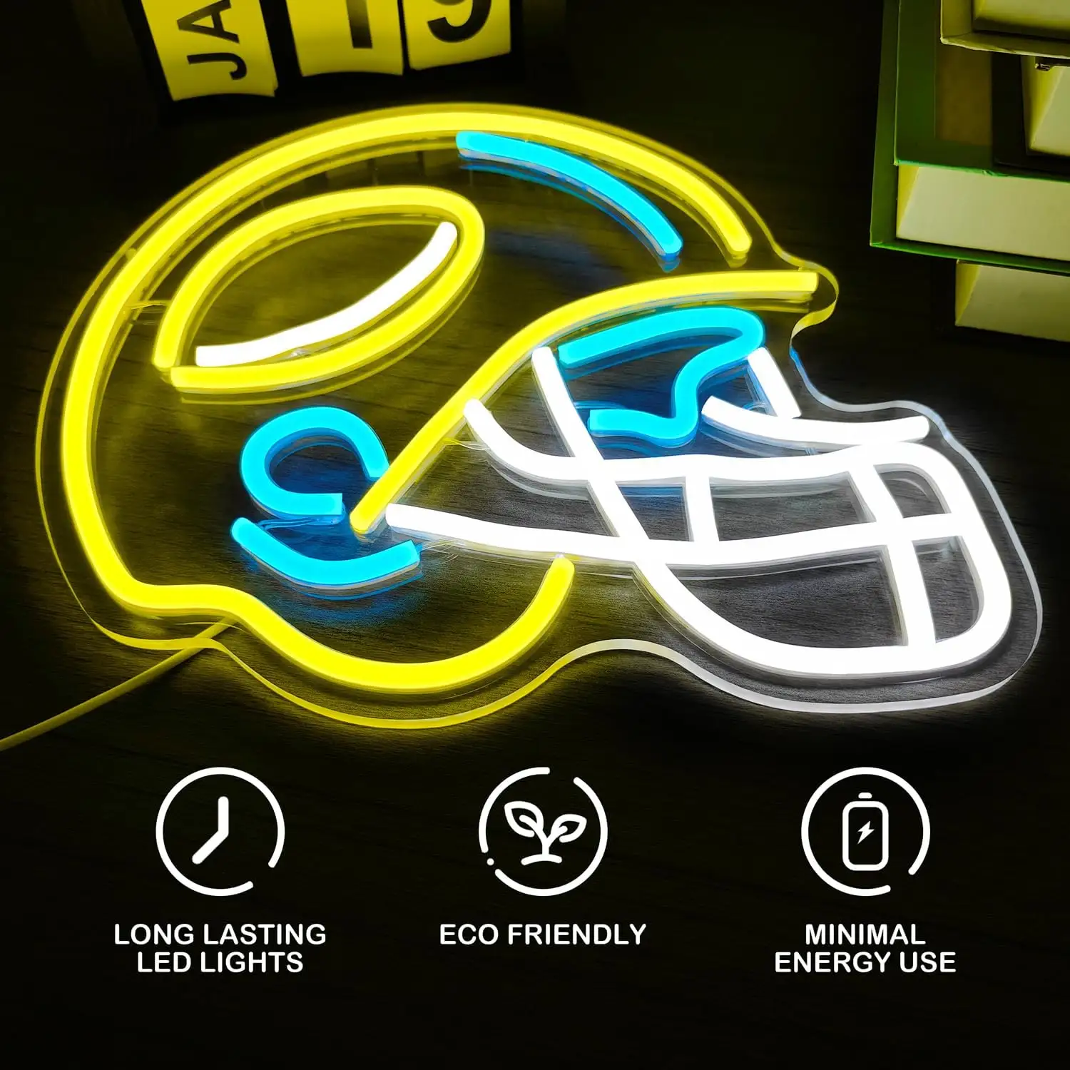 Football Helmet Neon Signs Rugby Team Decor for Rugby Club