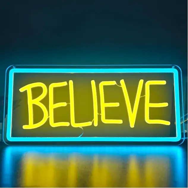Believe LED Neon Sign | Gym Neon Sign Decor | Light up Letters