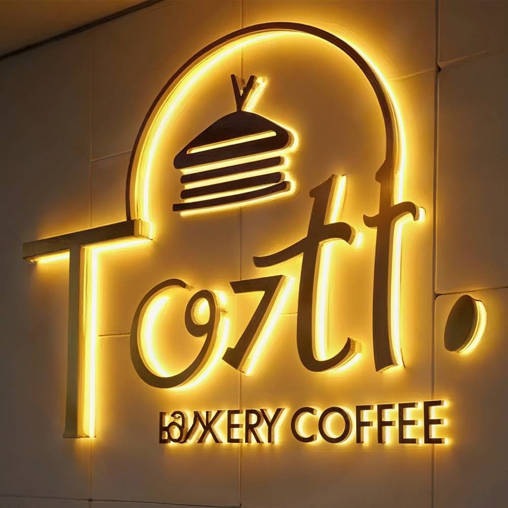 Custom Gold Metal Backlit Sign for Business Office Logo