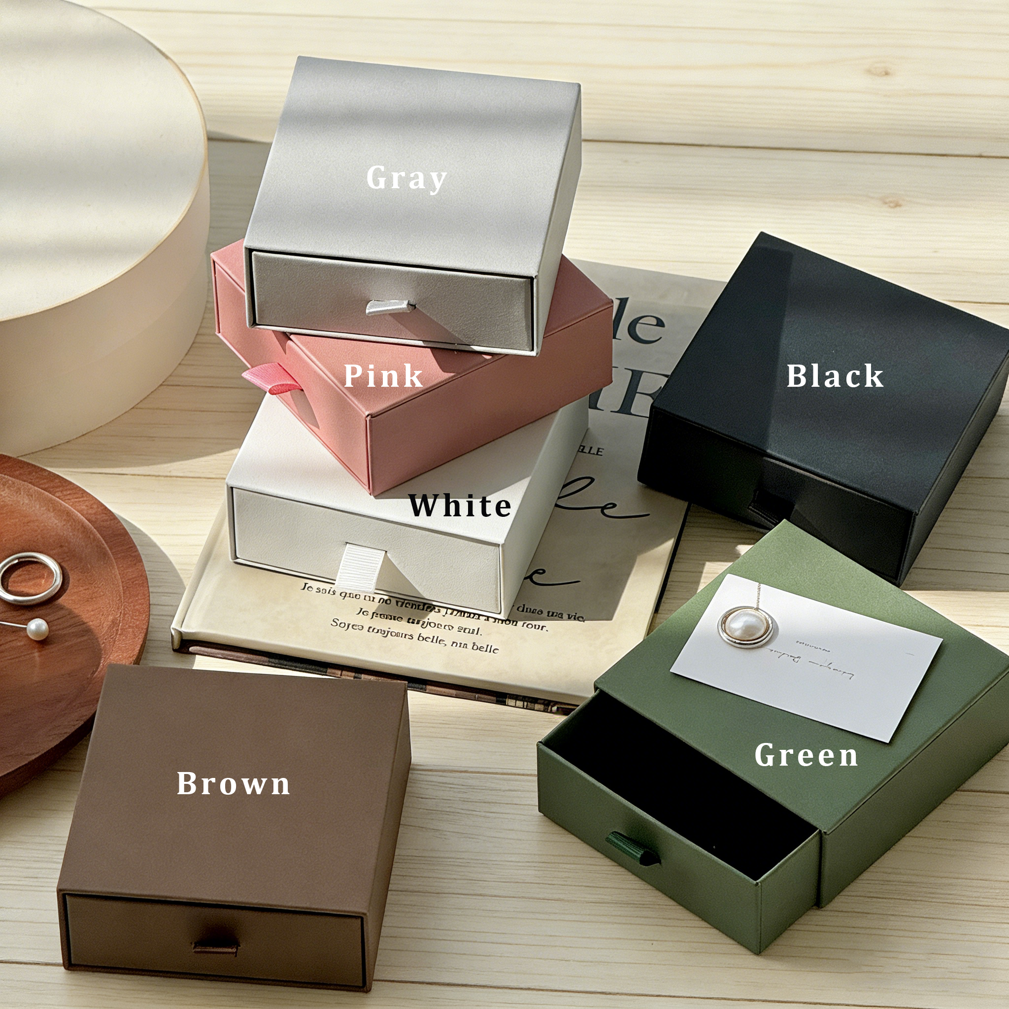 Custom Paper Drawer Jewelry Boxes, 3.5" Box for Earrings, Rings, Necklace