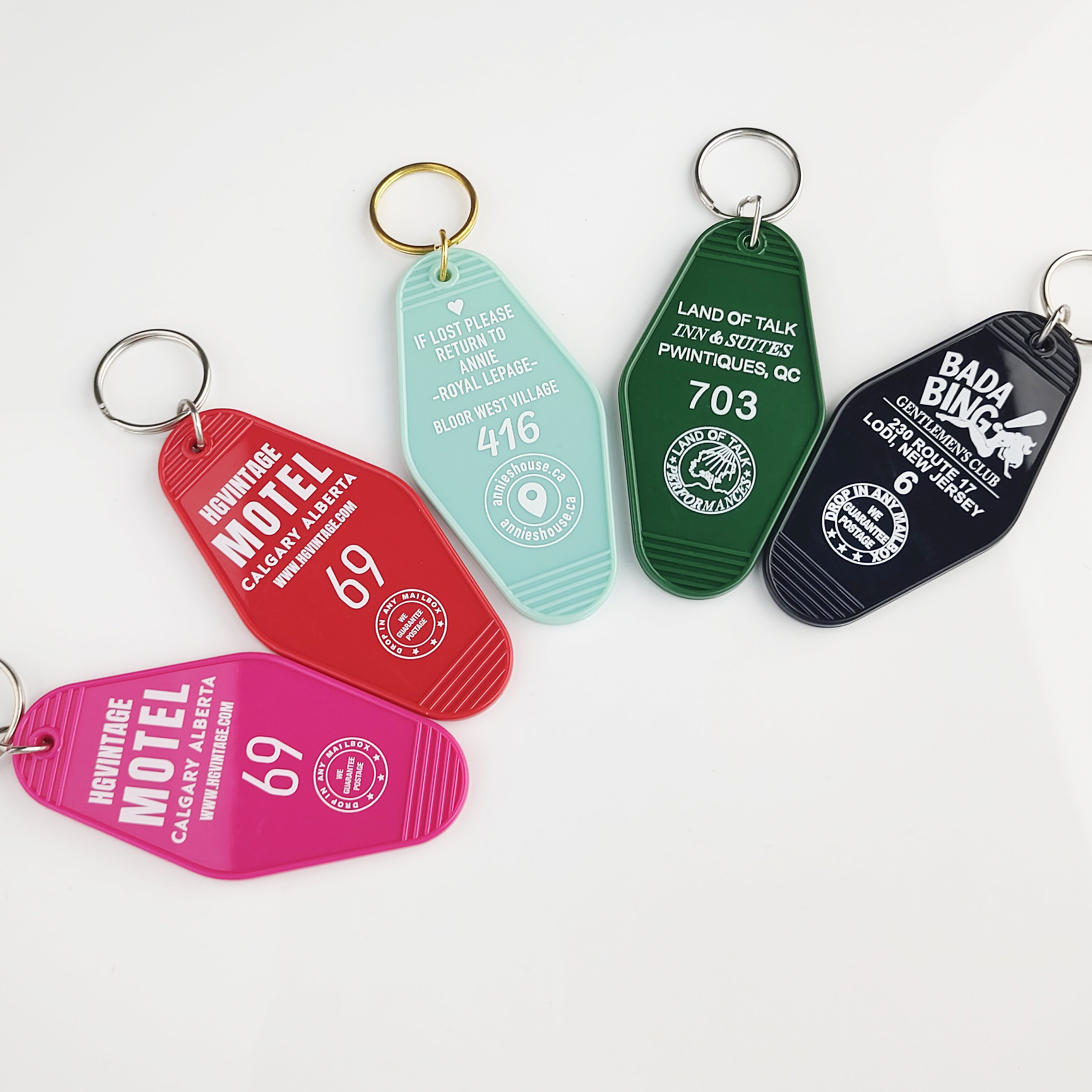 Custom Vintage Hotel Motel Keychain with Logo and Room Number