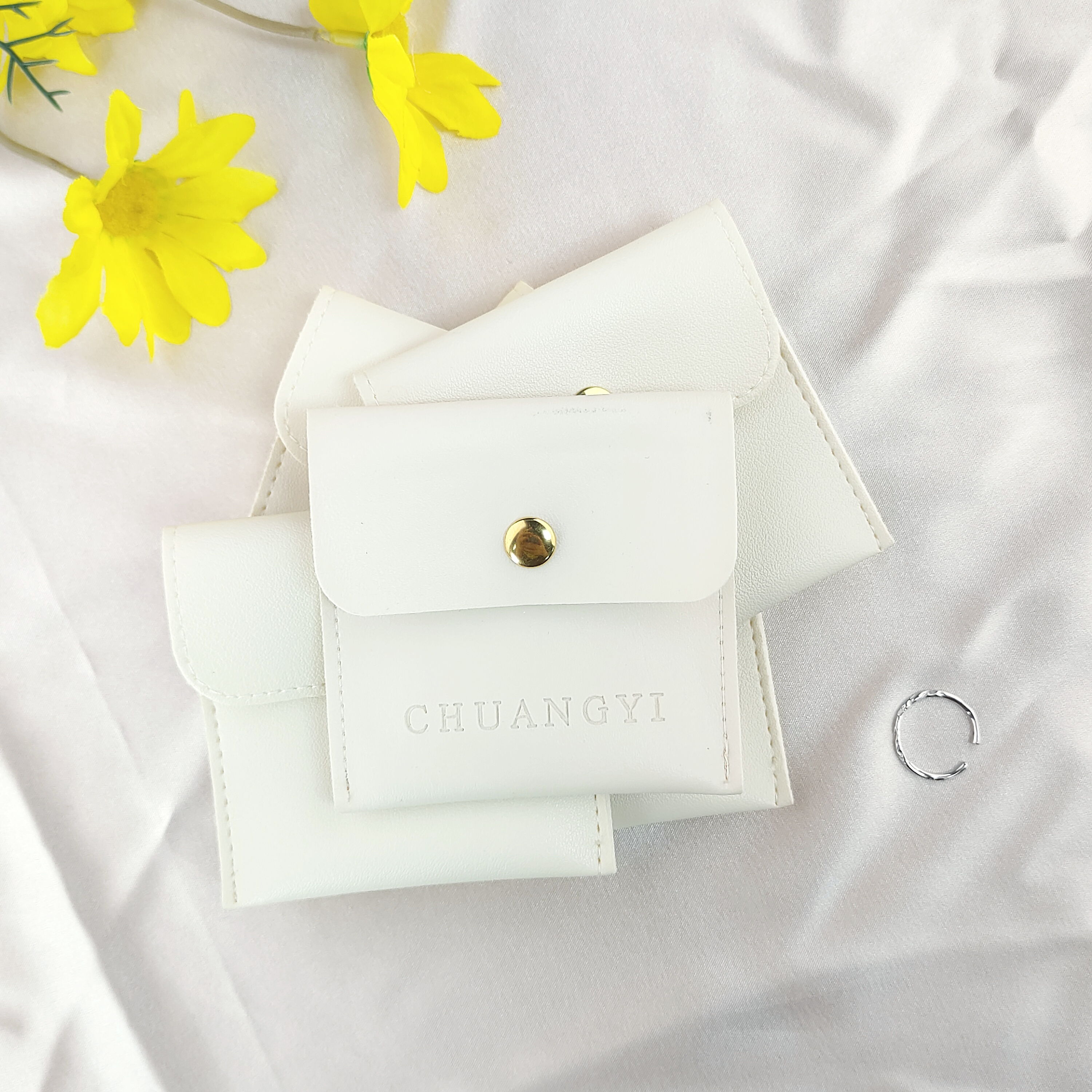 PU Leather Jewelry Pouch with Snap Button