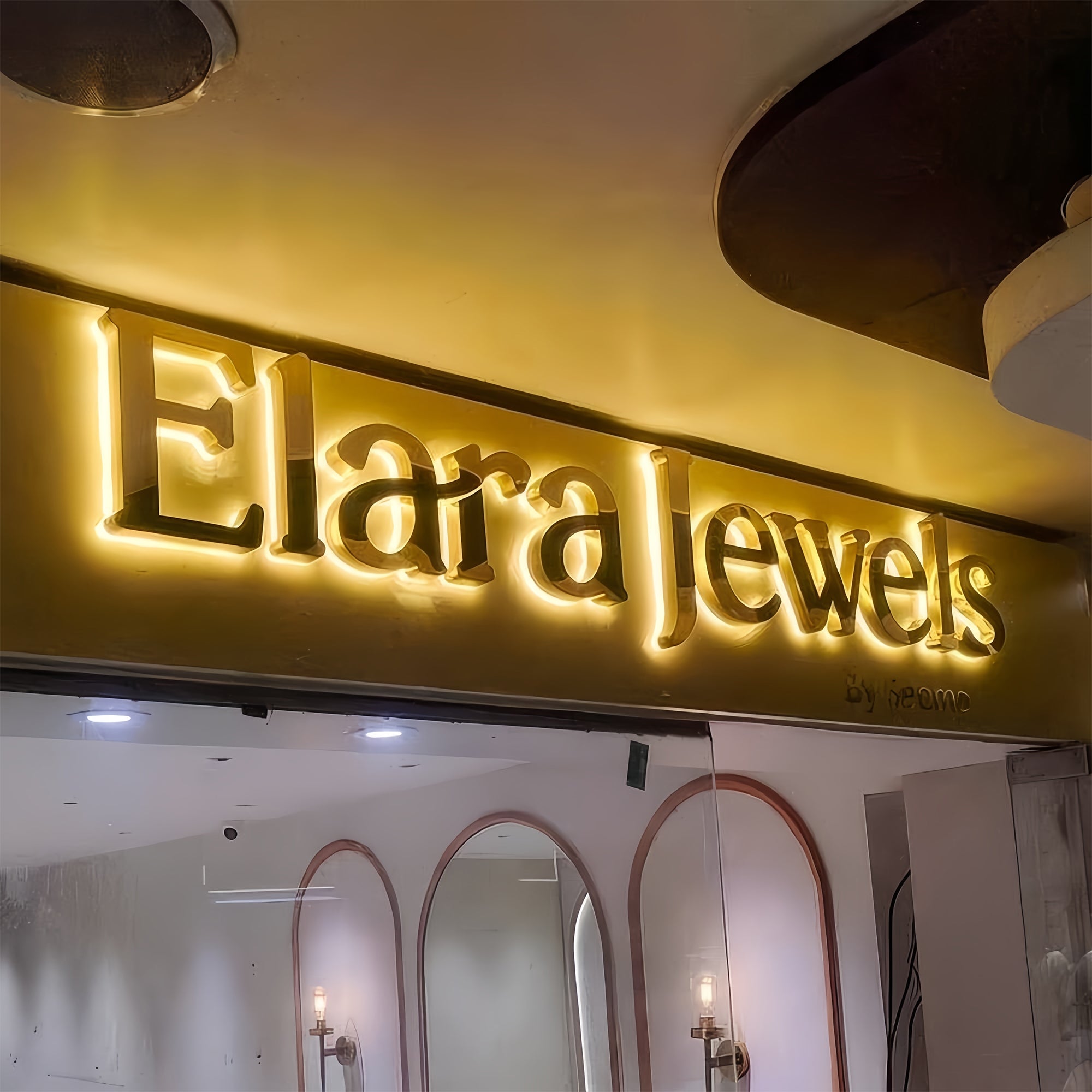 Custom Gold Metal Backlit Sign for Business Office Logo