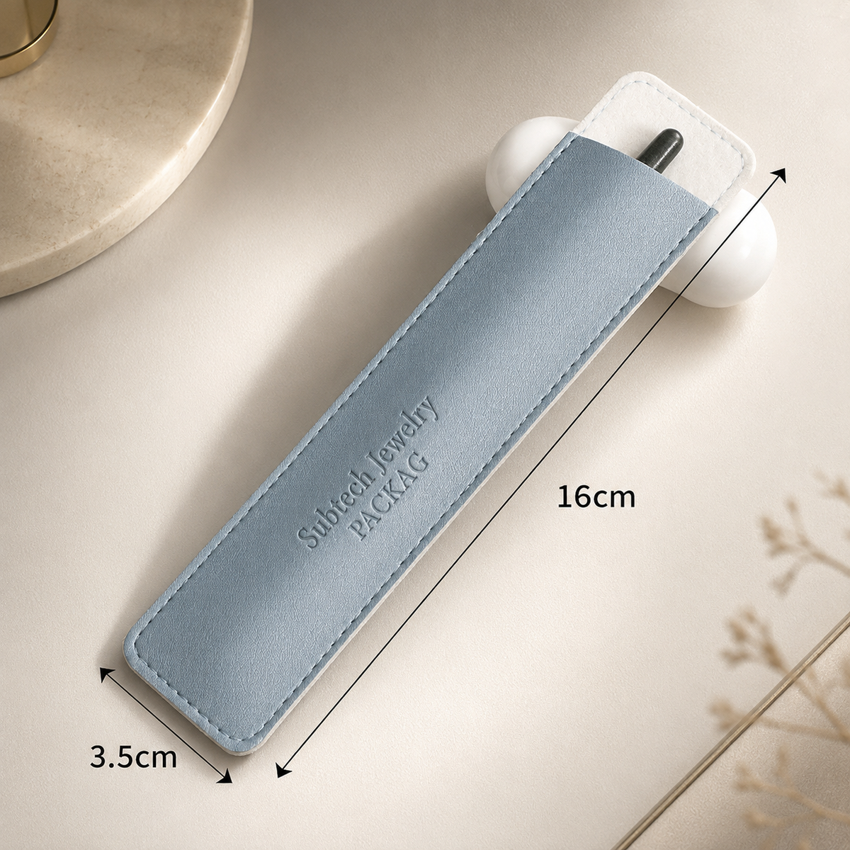 Personalized Embossed PU Leather Pen Holder or Makeup Brush Cover