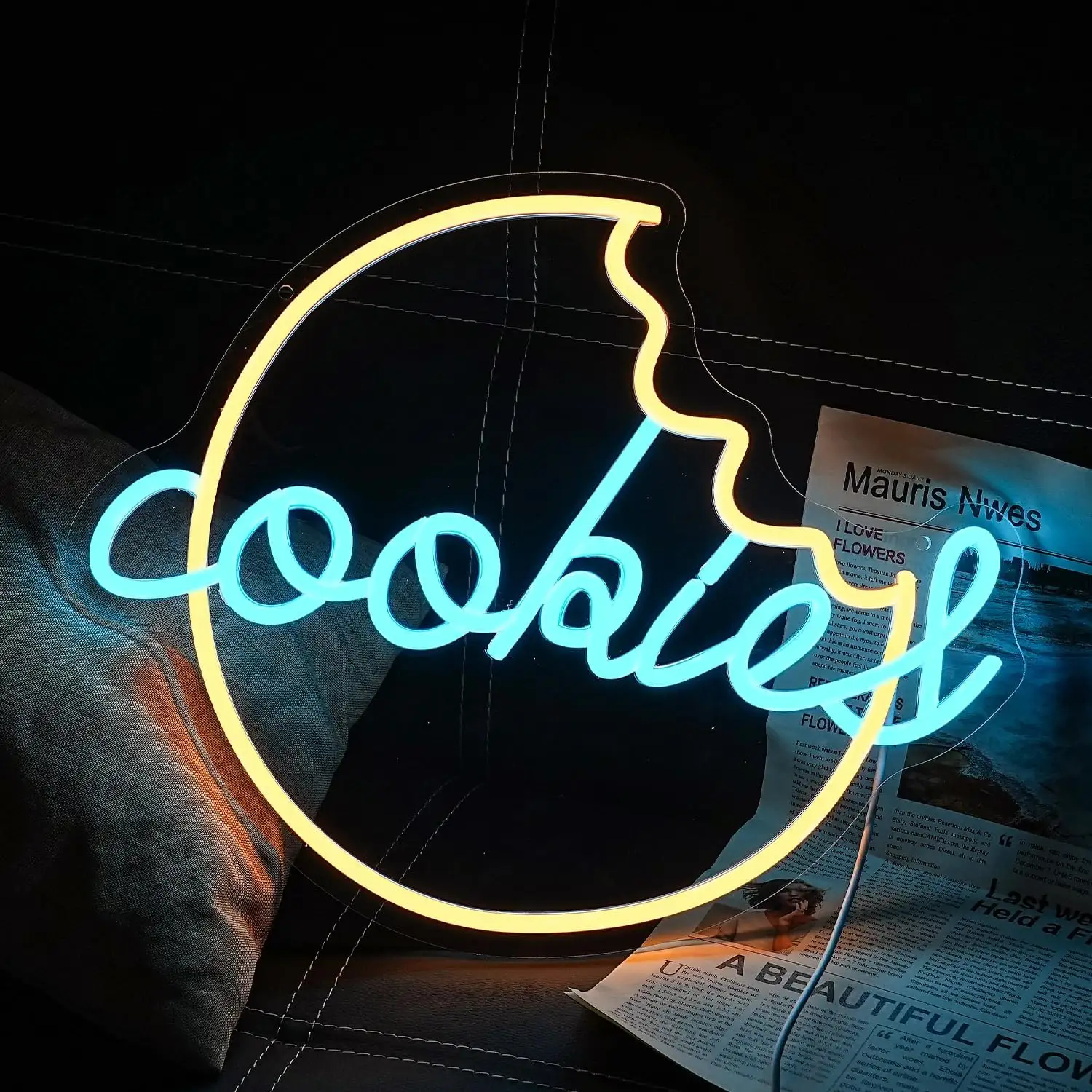Moon Lunar LED Neon Cookies Neon Sign for Kitchen Cake Bakery Shop