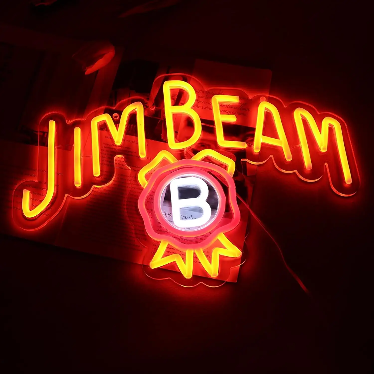 Jim Beam Whiskey Neon Signs Gifts for Whiskey Lovers Bar Club Decor