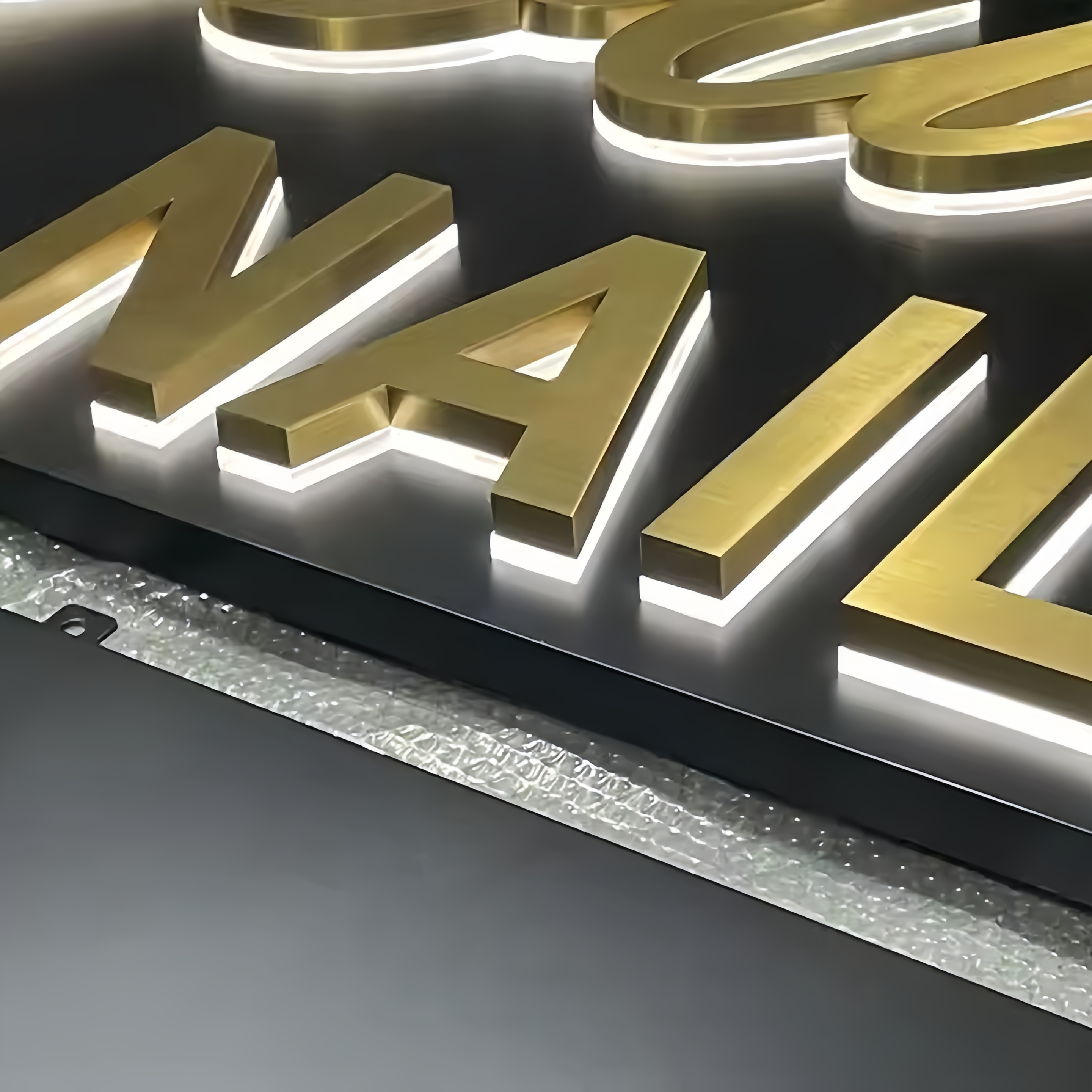 Brushed Metal Backlit Business Sign for Wall Decor