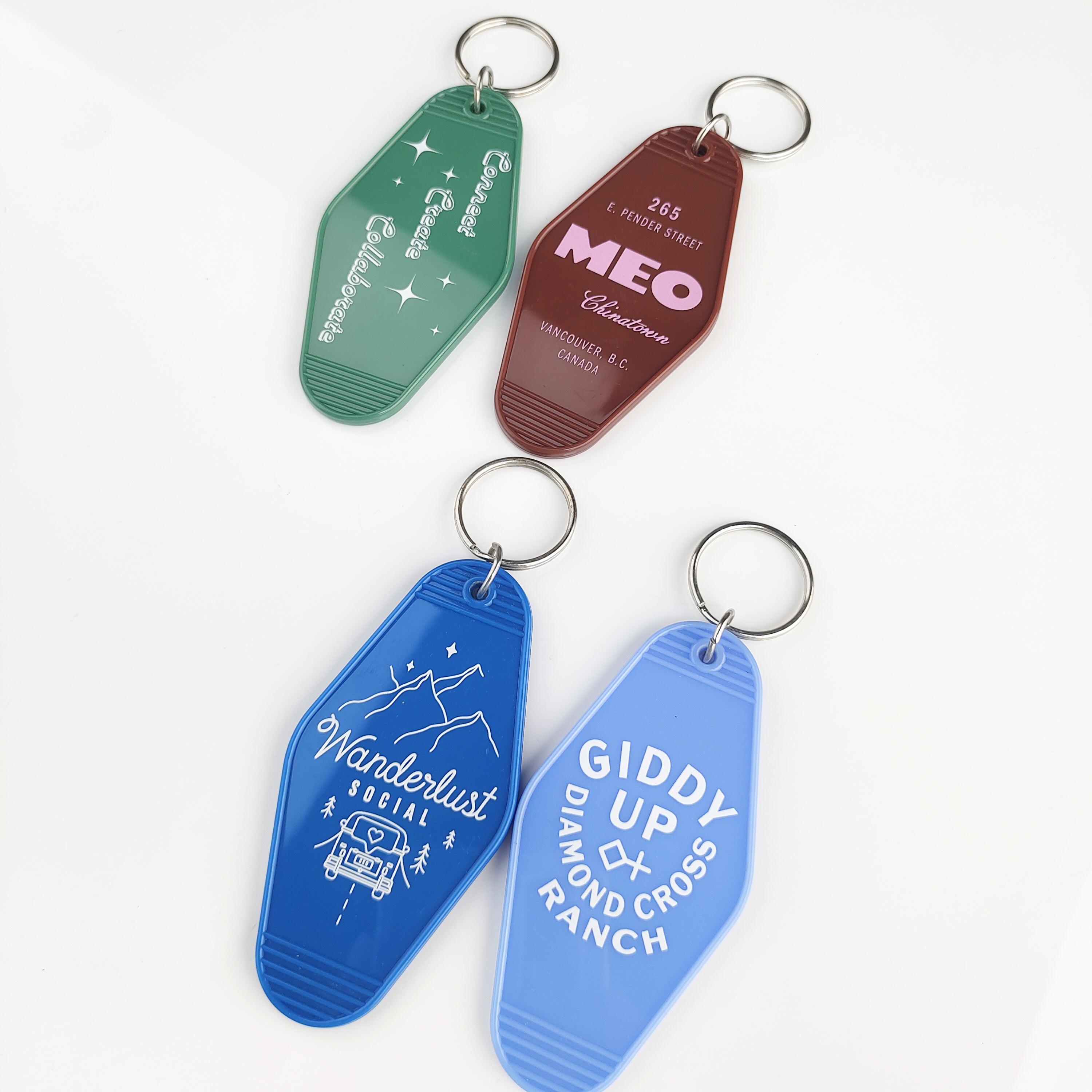 Custom Vintage Hotel Motel Keychain with Logo and Room Number