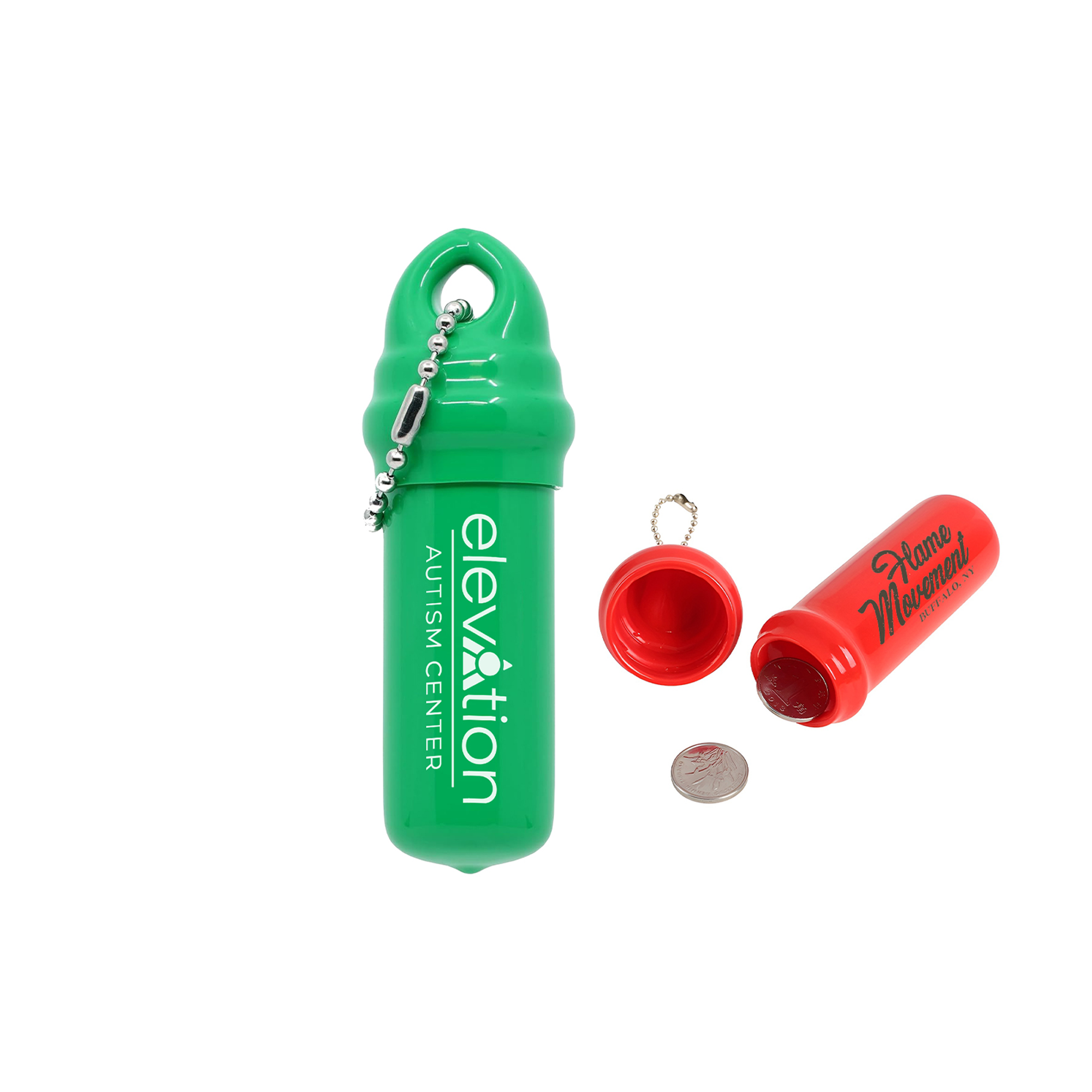 Cylinder Coin Holder Keychain