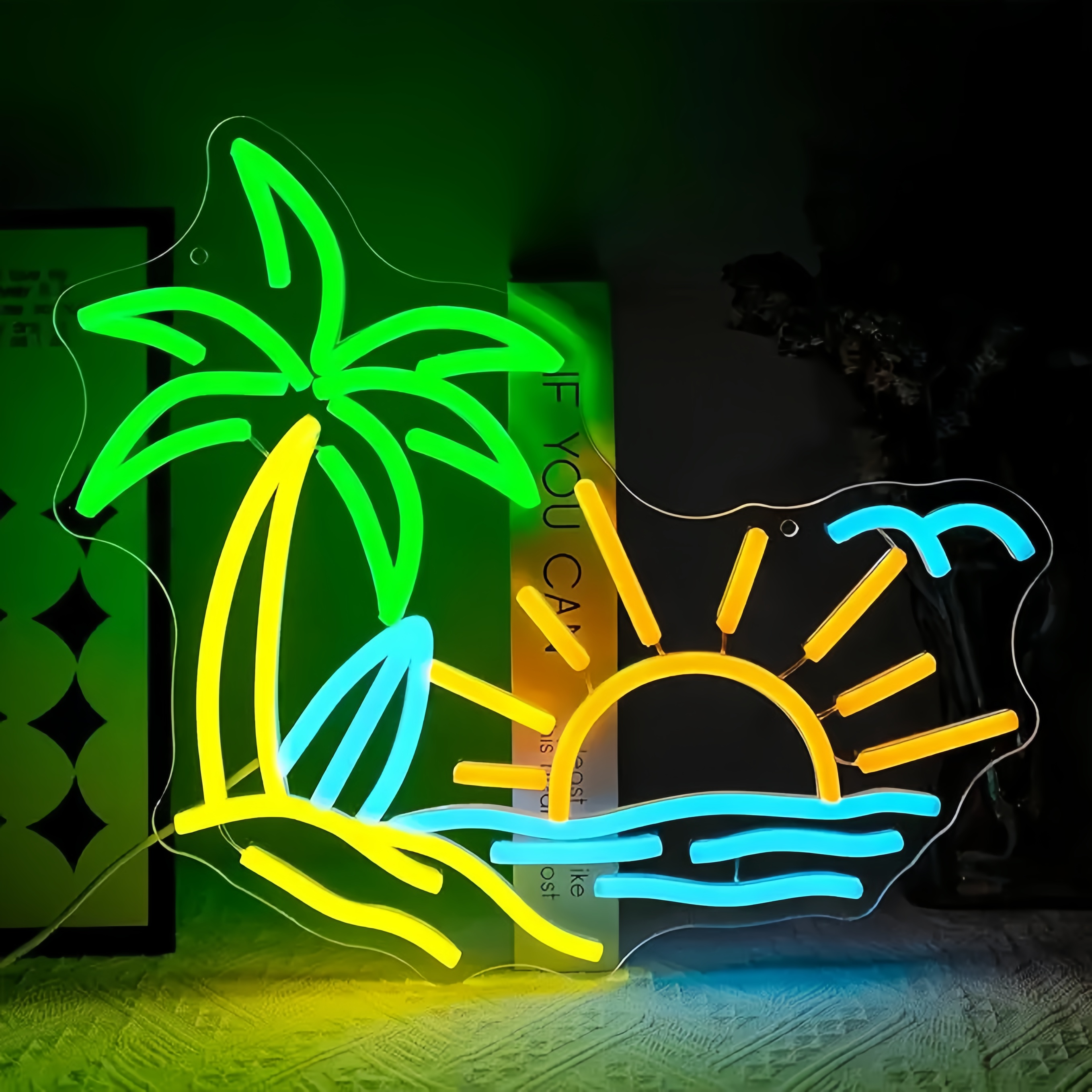 Summer Beach Neon Sign Tropic Neon LED Light Signs Coconut Tree Hawaii Shop Wall Decor