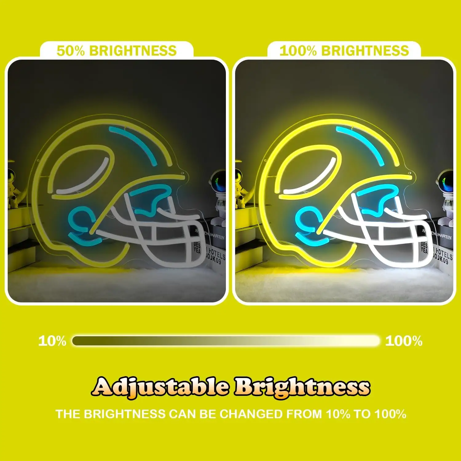 Football Helmet Neon Signs Rugby Team Decor for Rugby Club