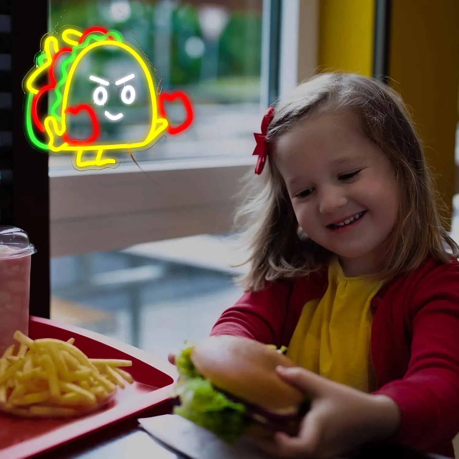 Sandwich Neon Signs Taco-Shaped Led Neon Children's Store Restaurant Decor