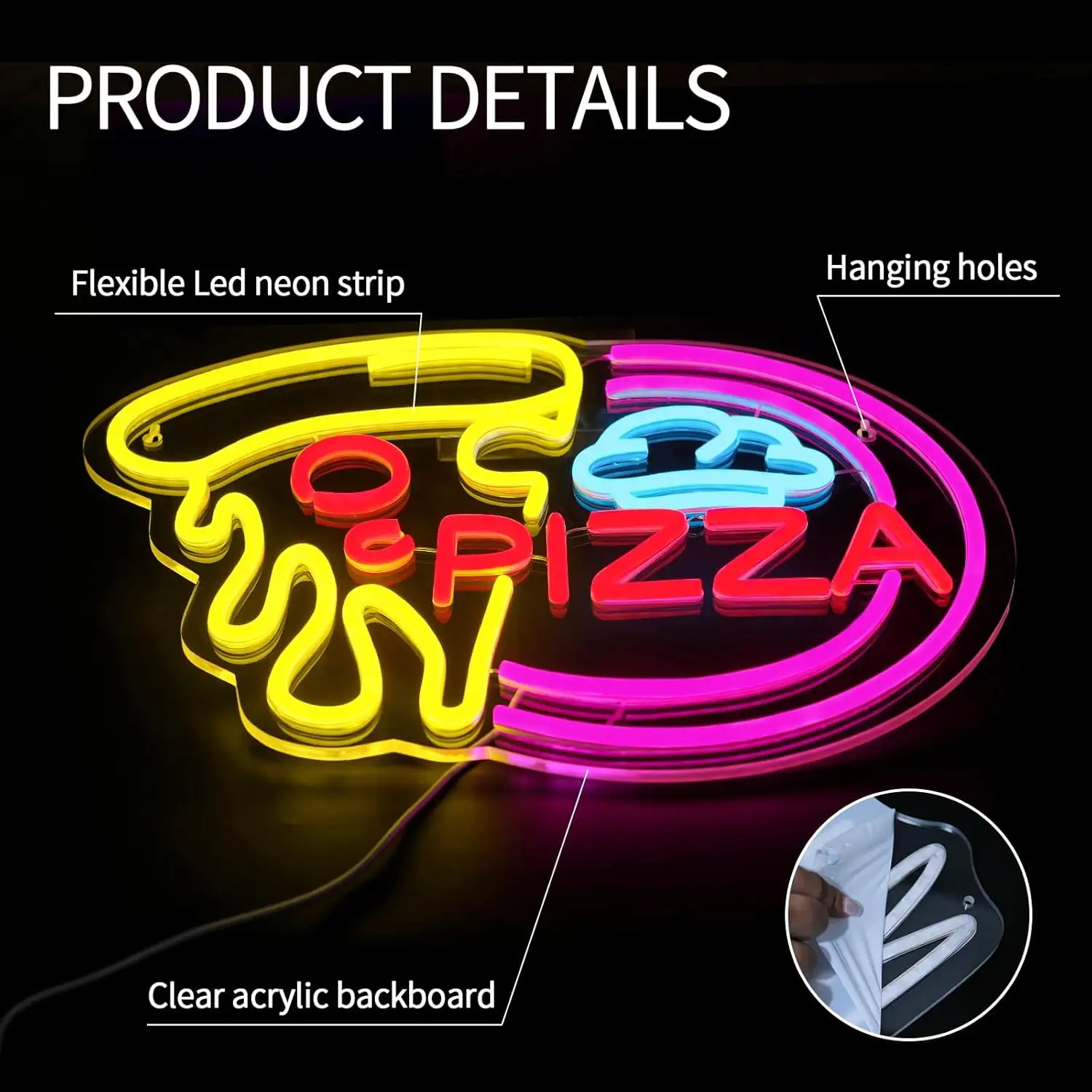 Pizza LED Neon Wall Decor for Restaurant Bar Party