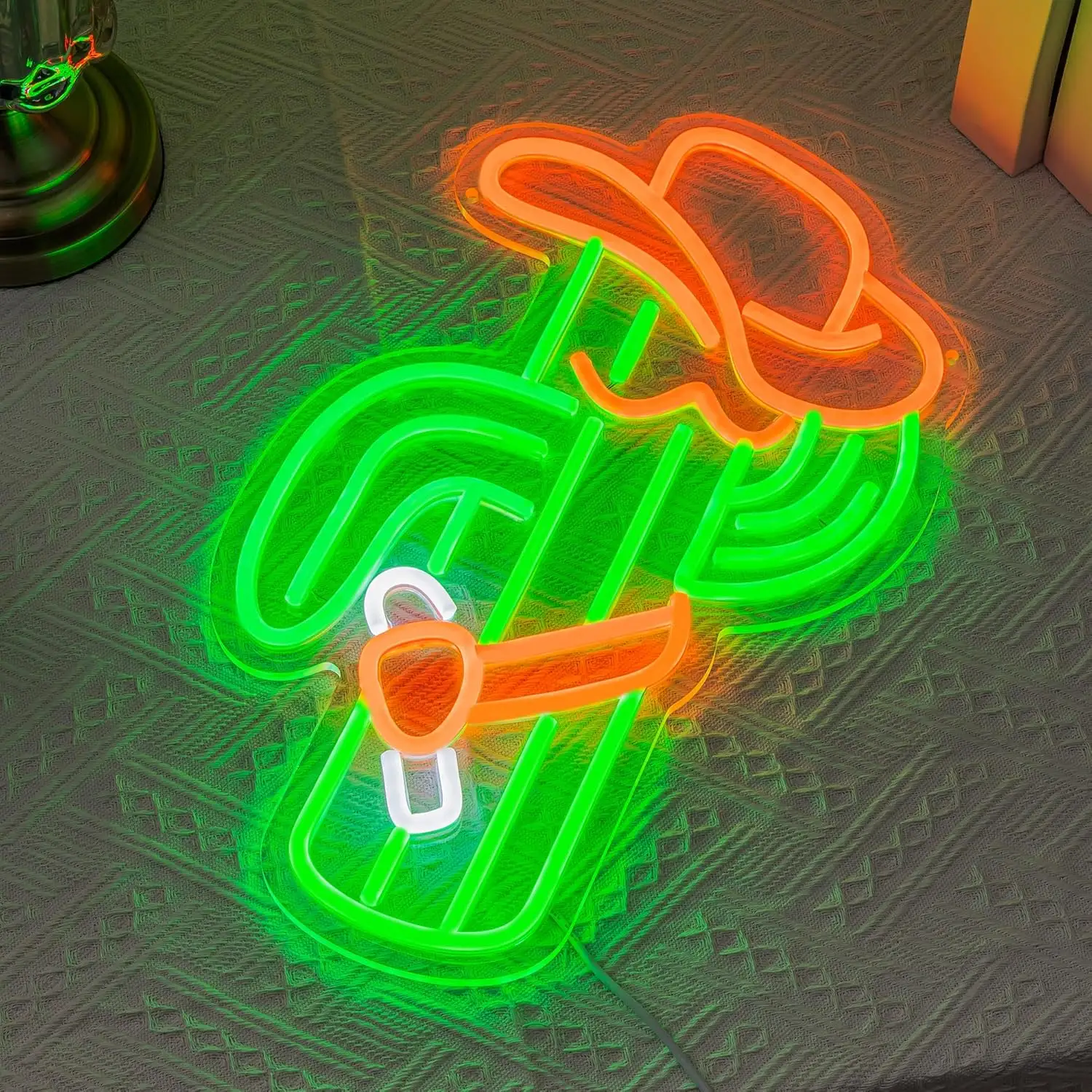 Cactus Cowboy Hat LED Neon Campsite Decorations