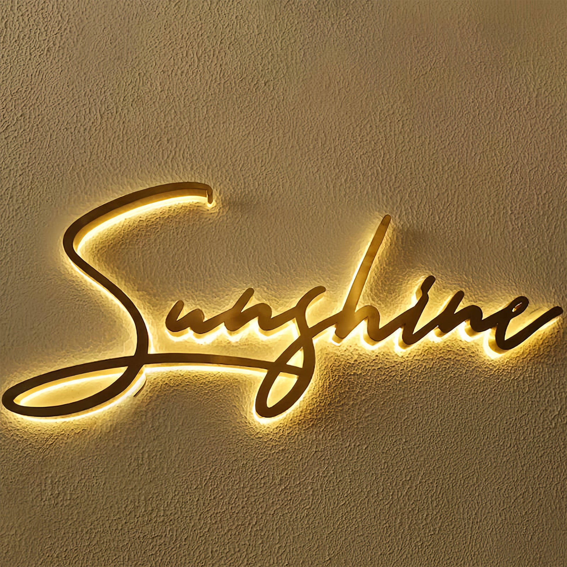 Custom Gold Metal Backlit Sign for Business Office Logo