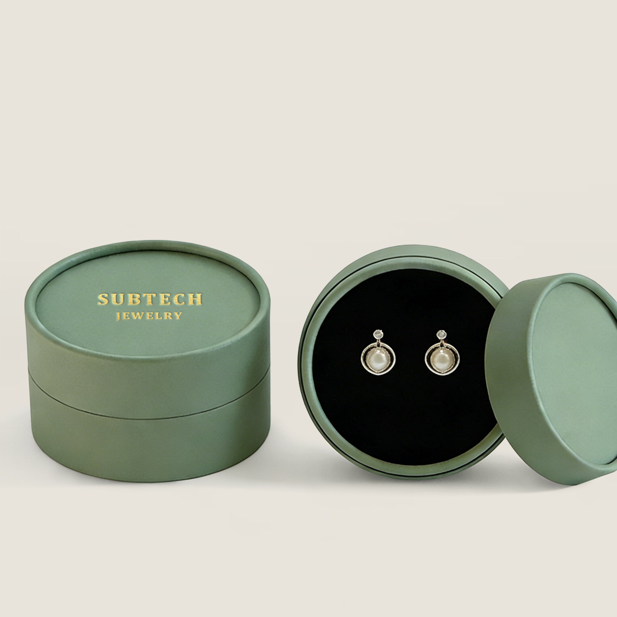 Round Paper Jewelry Box with Sponge, Luxury Ring Packaging