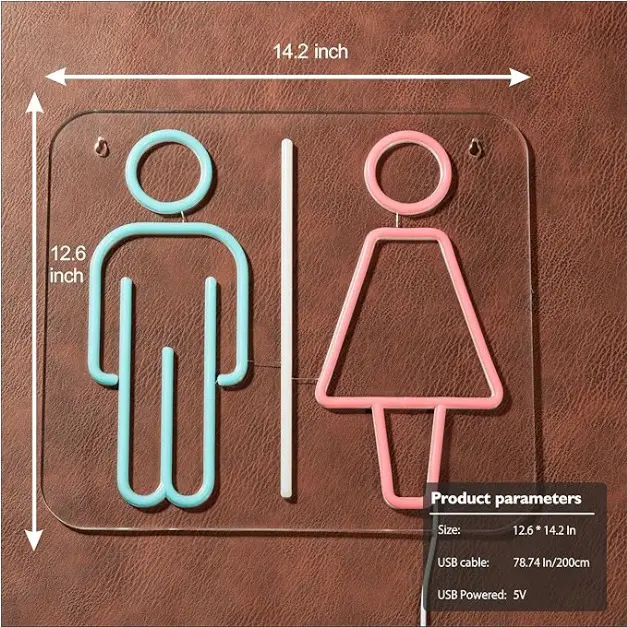 Washrooms Gender Identification Neon Sign