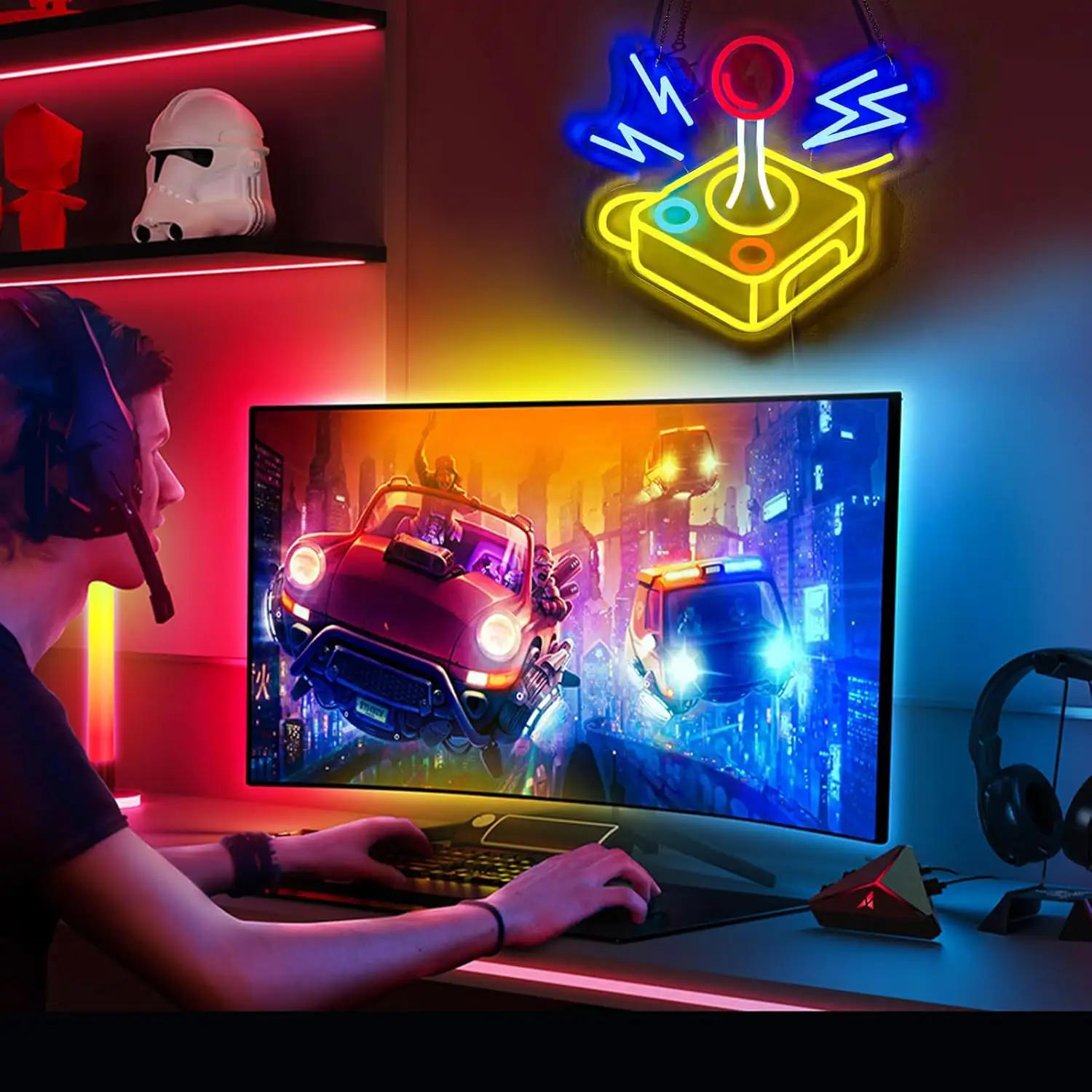 Joystick Neon Sign Game Room Neon Light Decor For Game Center