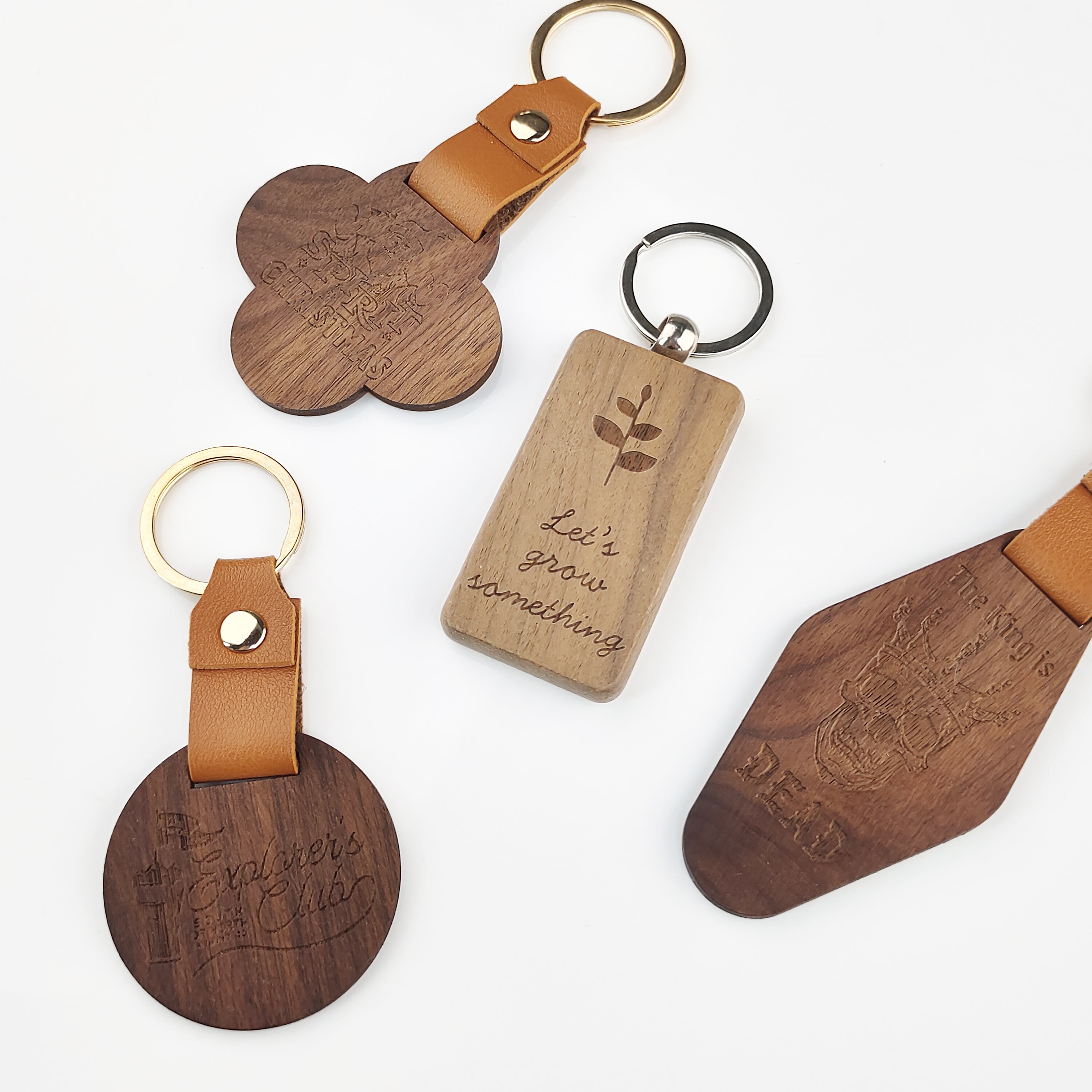 Custom Black Walnut Wood Keychain Laser Engraving Logo